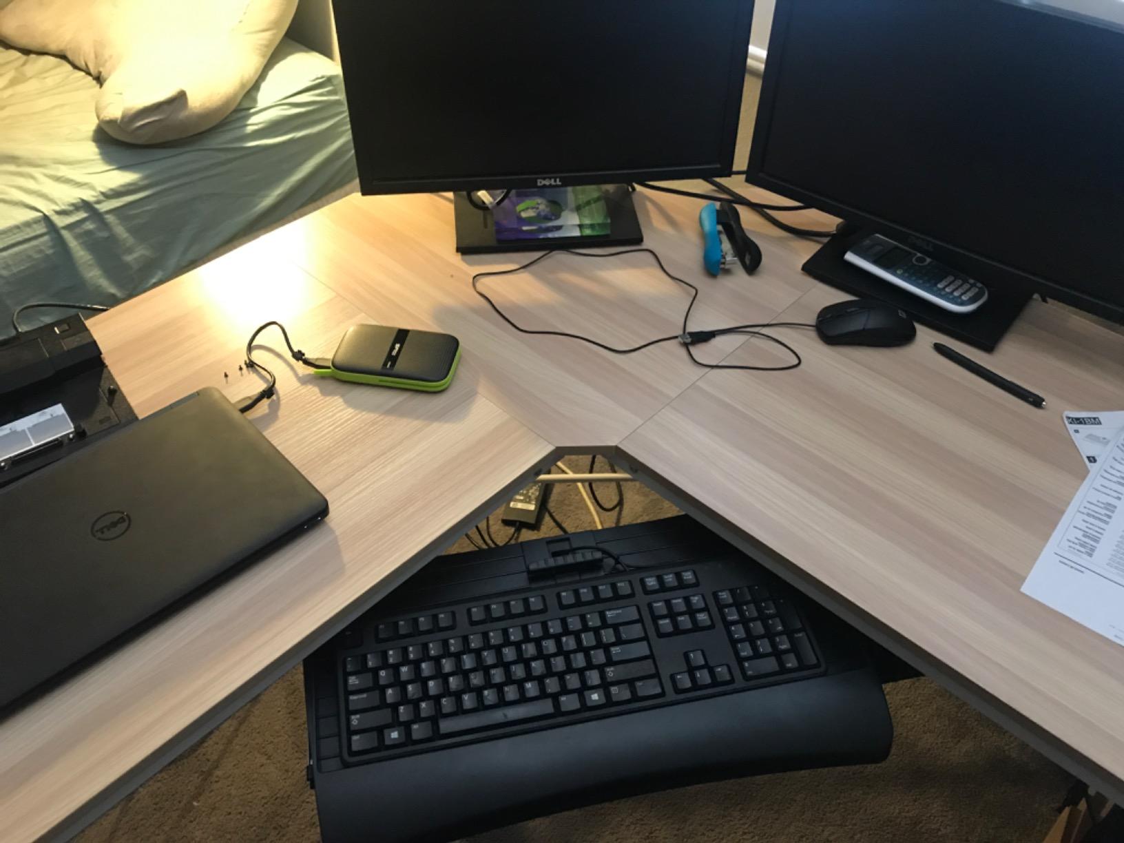 Mount-It! Keyboard Tray Under Desk with Adjustable Mouse Platform – Easy-Glide Sliding Drawer Under Desk Slide Out – Ergonomic Under Key Board Shelf for Office, Gaming, and Workstations customer photo 1