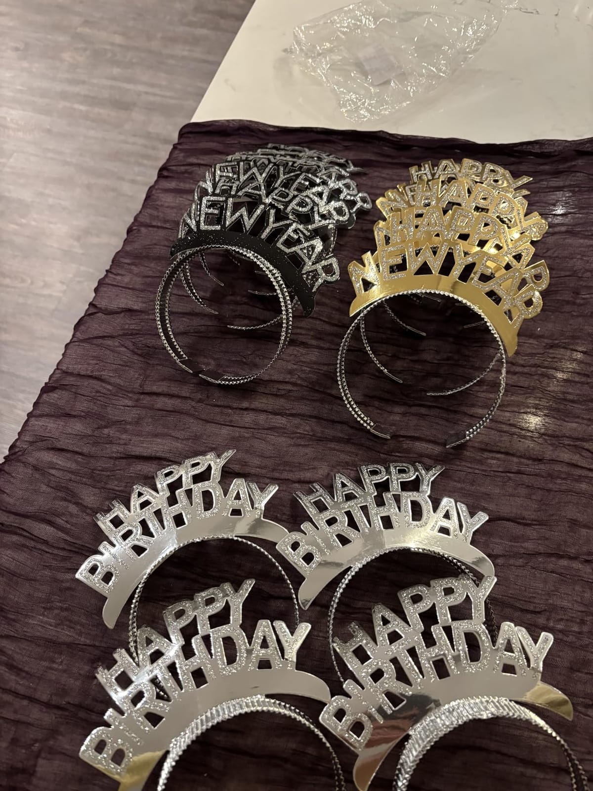 Glitter Happy New Year Headband Tiara, 12Pcs New Years Eve Supplies customer photo 1