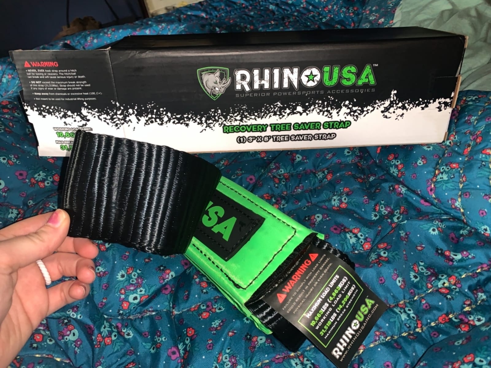 Rhino USA Tree Saver Tow Strap (3in x 8ft) - 31,518lb Winch Extension | 31,518lb Break Strength Extension Strap. For Truck, UTV, ATV. Compatible with Jeep, Ford, Toyota & Winch Lines customer photo 1