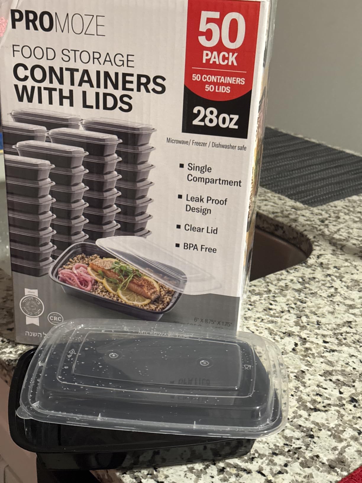 50-Pack Reusable Meal Prep Containers Microwave Safe Food Storage Containers with Lids, 28 oz - 1 Compartment Take Out Disposable Plastic Bento Lunch Box To Go, BPA Free - Dishwasher & Freezer Safe customer photo 1