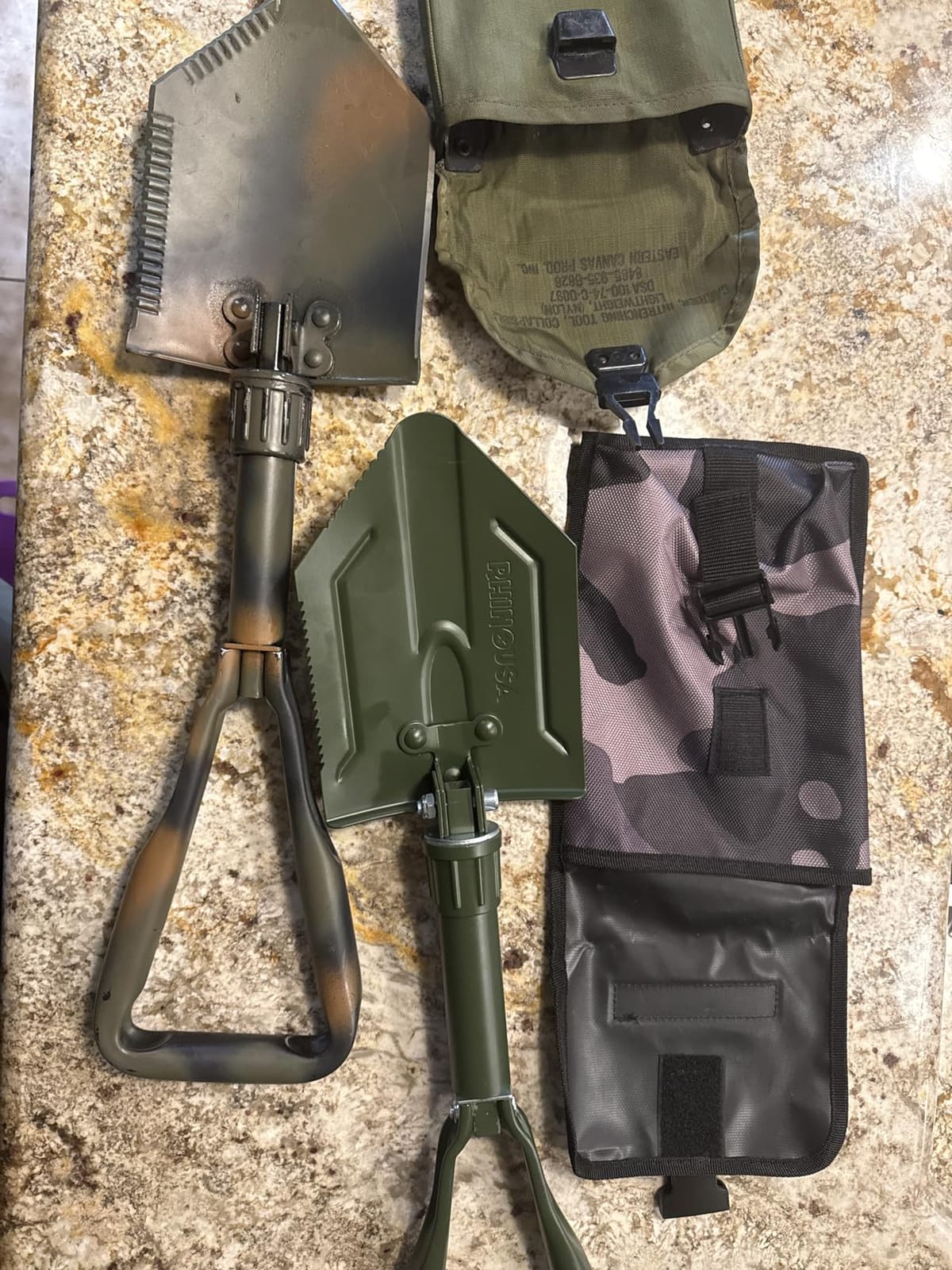 Rhino USA Folding Survival Shovel with Pick - Military Entrenching Tool | Heavy Duty Carbon Steel Folding Tool for Off-Road, Camping, Gardening, Beach customer photo 1