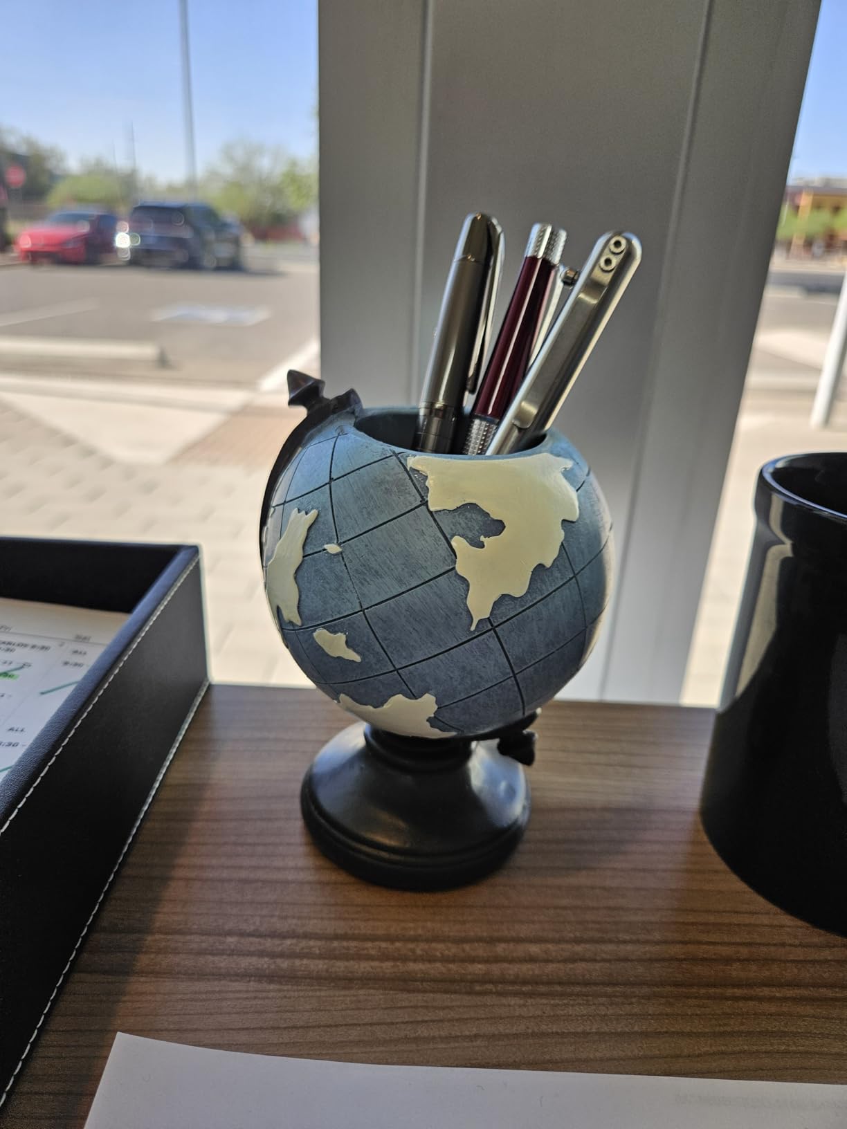 MUAMAX Globe Pen Pencil Holder for Desk Pen Organizer for Desk Desktop Organizer Pencil Cup Pot Desktop Accessories for Home Office School customer photo 1