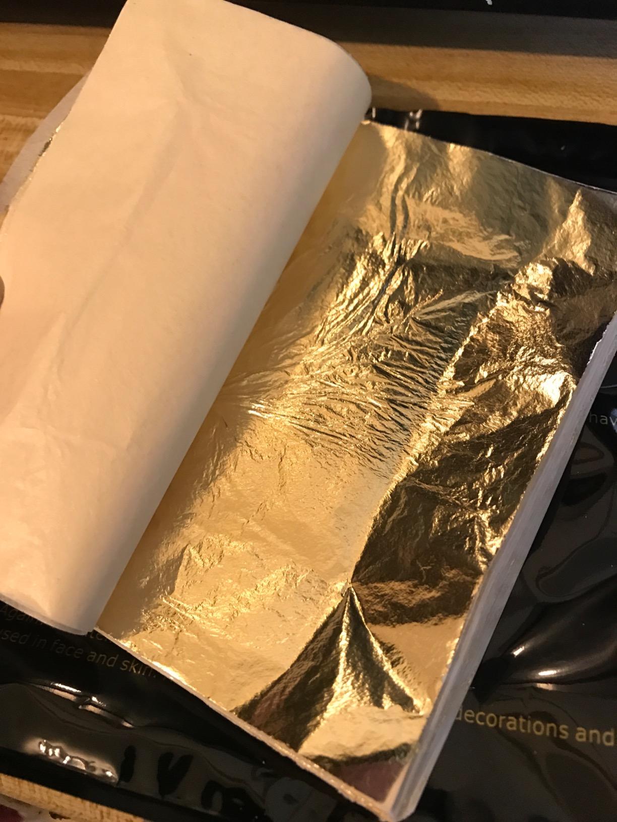 Gigules Gold Leaf Sheets 100 Pcs Imitation Gold Foil Sheets for Arts Painting Gilding Crafts Decoration 5.5