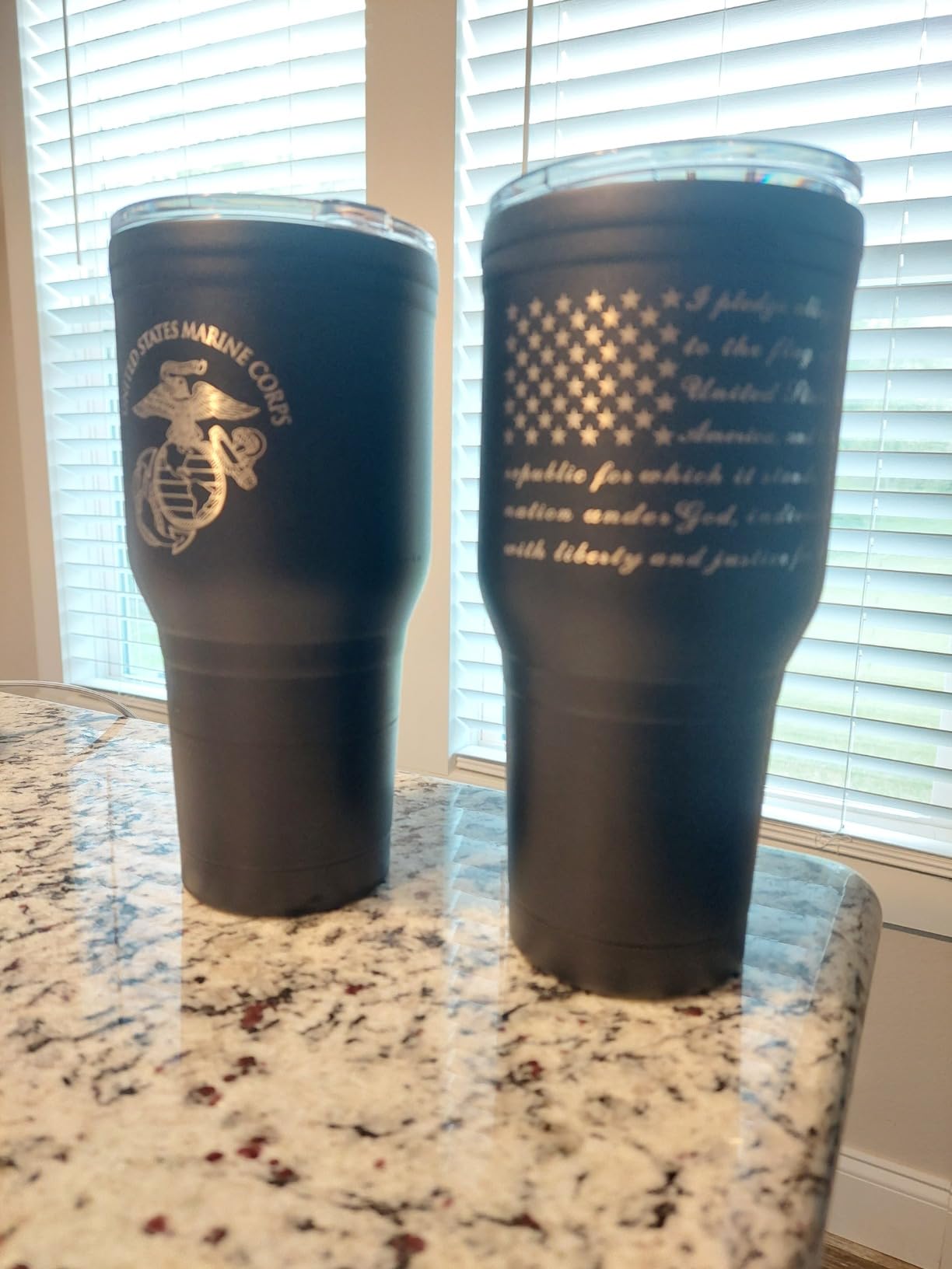 Military Gift Shop USMC 30 oz Tumbler with Handle – Stainless Steel Marine Corps Coffee Travel Mug, Double Wall Insulated with Lid & Straw customer photo 1