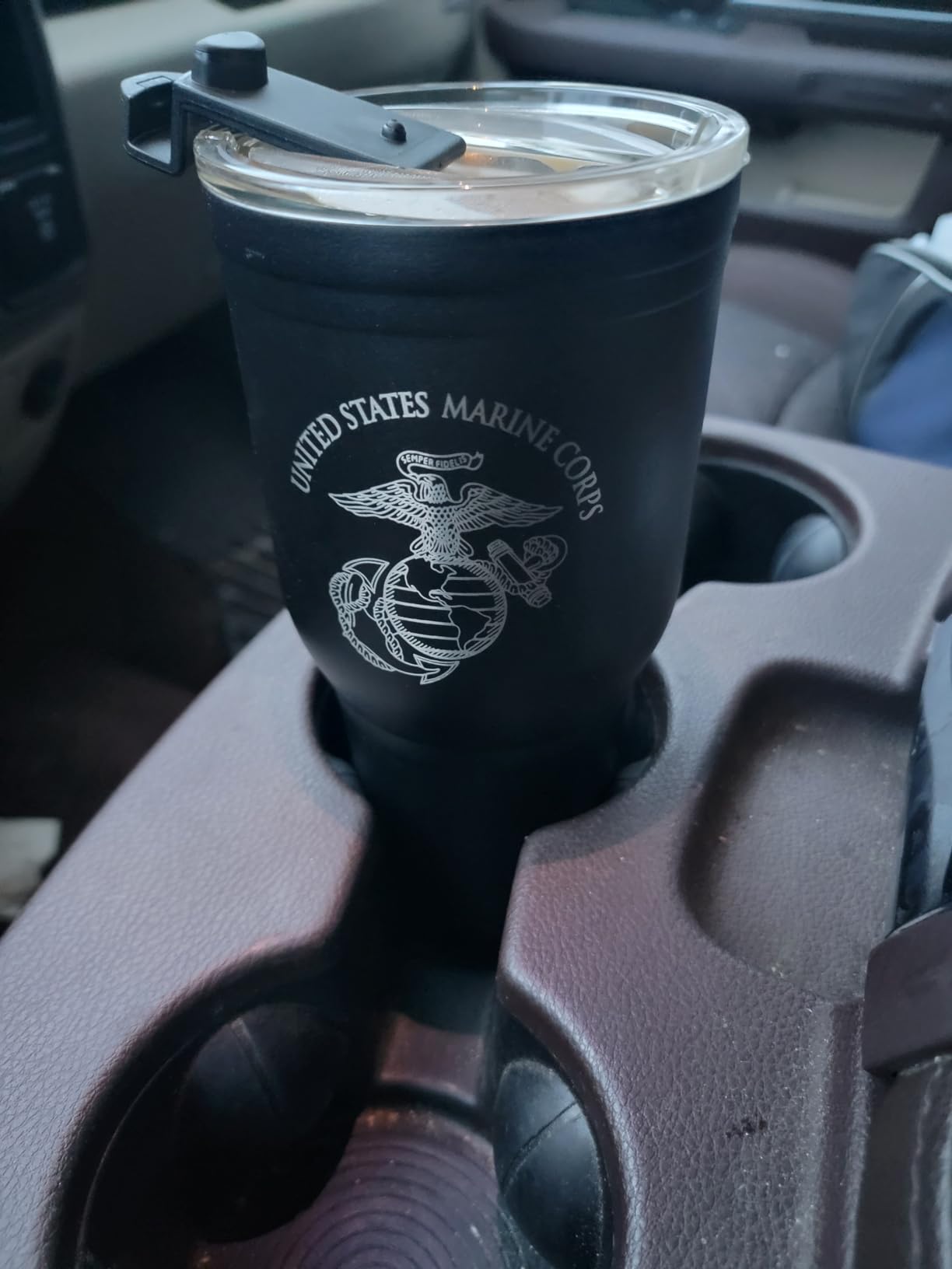 Military Gift Shop USMC 30 oz Tumbler with Handle – Stainless Steel Marine Corps Coffee Travel Mug, Double Wall Insulated with Lid & Straw customer photo 2