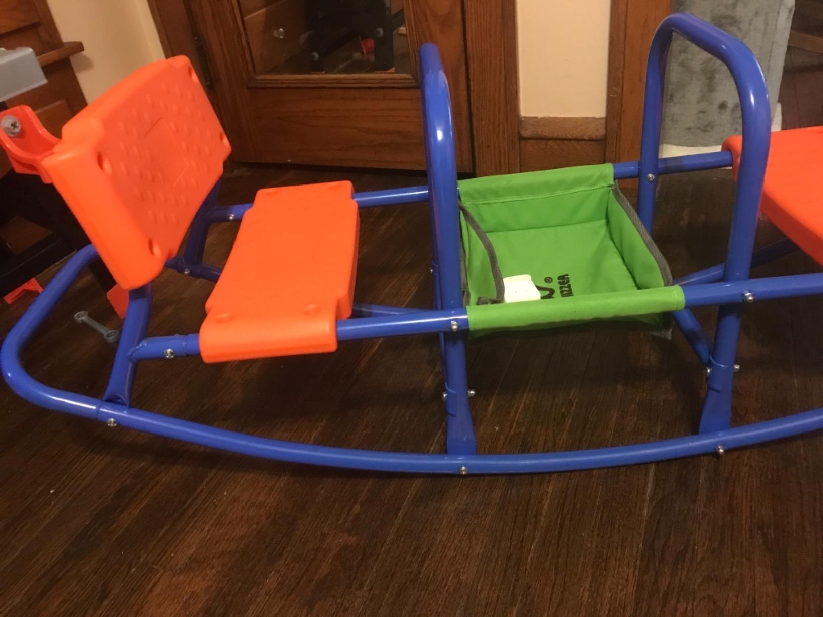 PLATPORTS Double Rocking Seesaw – 2-Seater Teeter Totter for Kids Ages 3-5 – Outdoor Ride-On Playground Toy for Two Children – Durable Steel Rocking Chair Seesaw for Backyard Fun customer photo 2