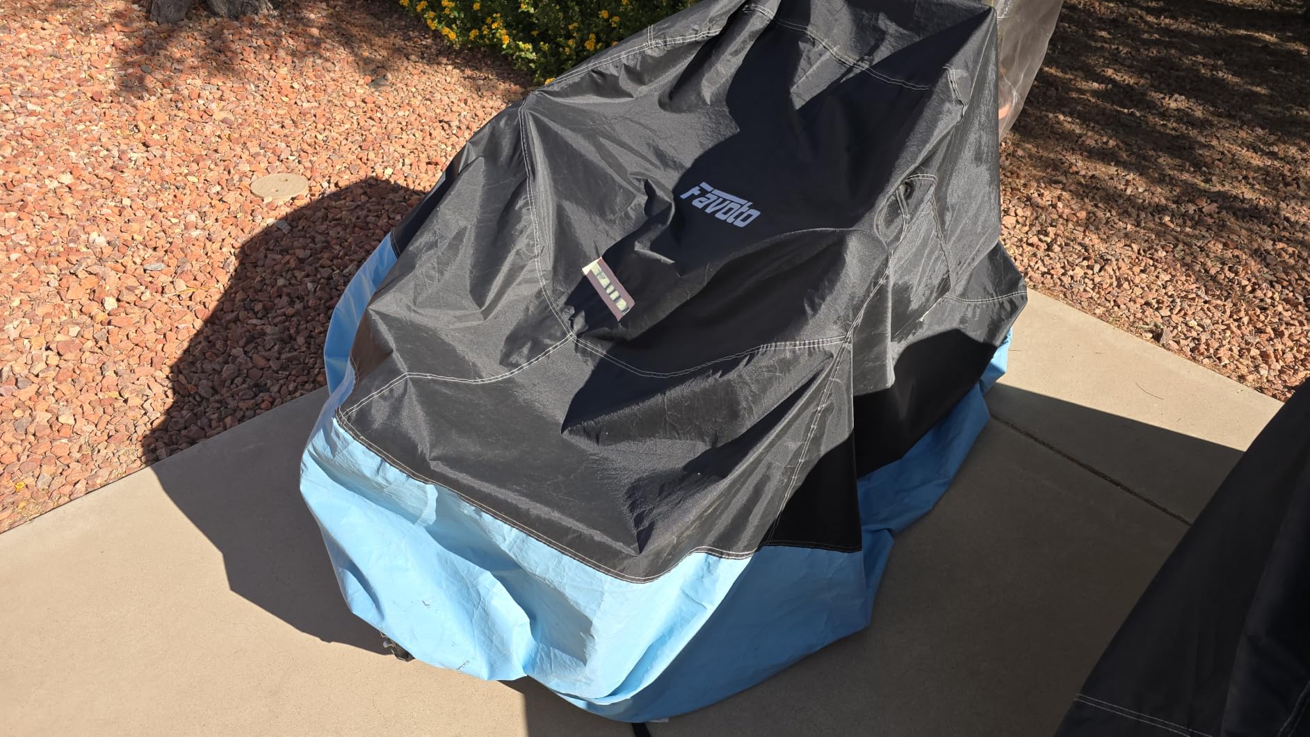 Favoto Motorcycle Cover Waterproof Outdoor Motorcycle Cover Heavy Duty | Windproof Motorcycle Tarp All Weather Rain UV Protection with Lock-Holes Night Reflective Strips&Storage Bag Fits up to 96.5