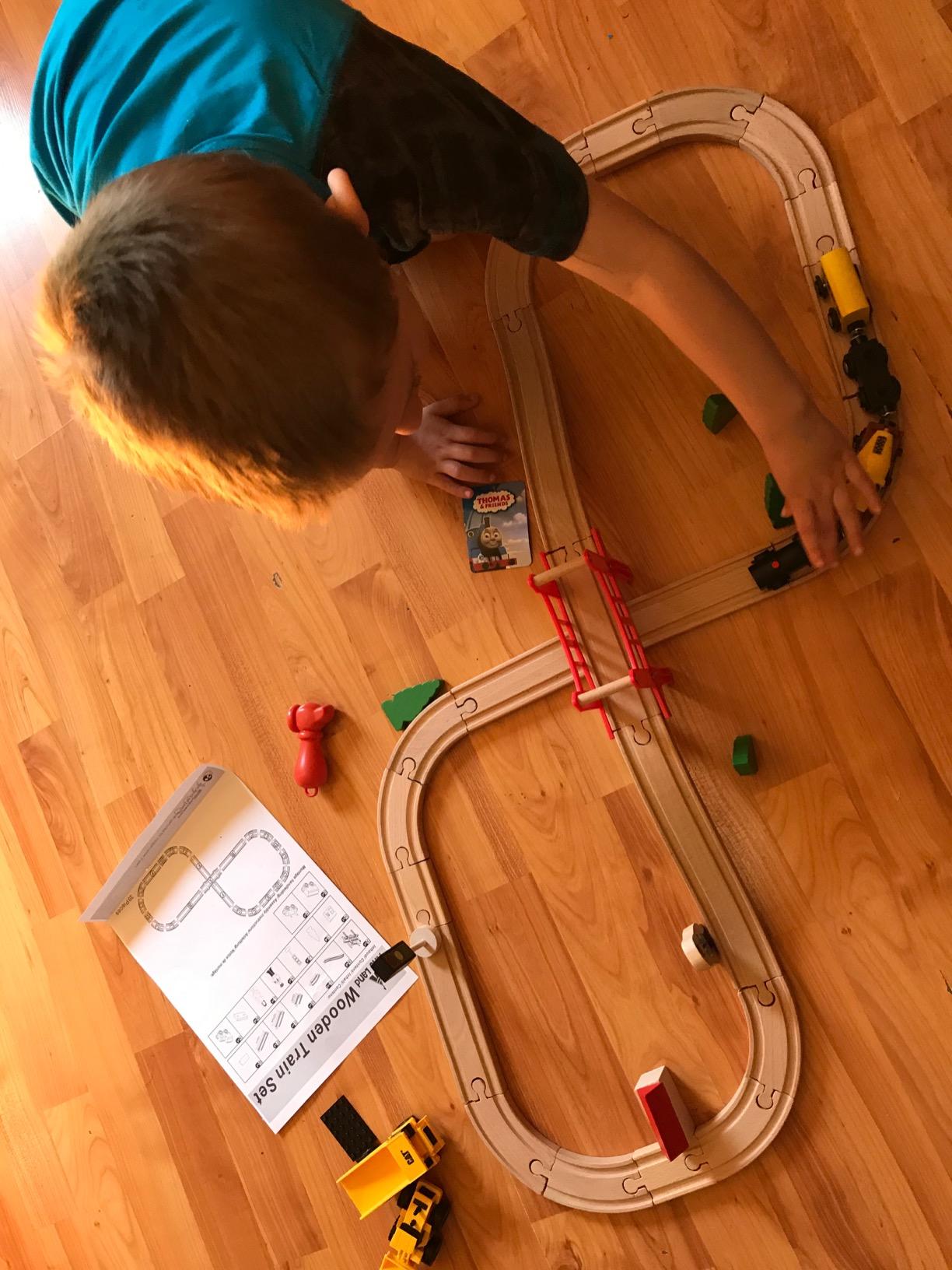Tiny Land 39 Pcs Wooden Train Set for Toddler with Wooden Tracks | Compatible with Major Brands, Expandable, Changeable Train Toy for 3 4 5 Years Old Girls & Boys, Great Birthday Gift customer photo 1