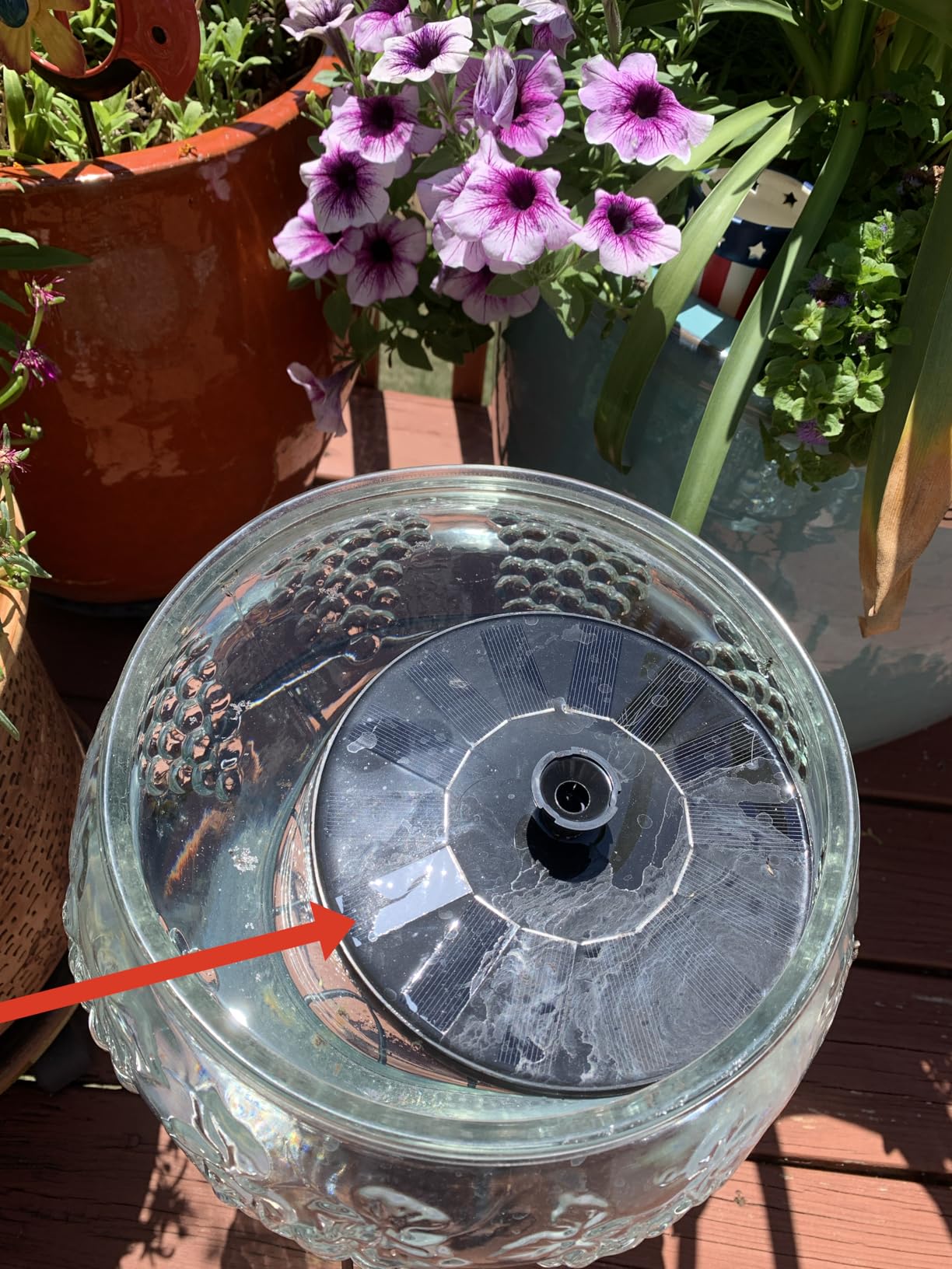 LAWOHO Solar Fountain Pump 1.5W Upgraded Submersible Solar Water Fountain Panel Kit for Bird Bath,Small Pond,Garden and Lawn Solar Water Pump Built-in Filter customer photo 1