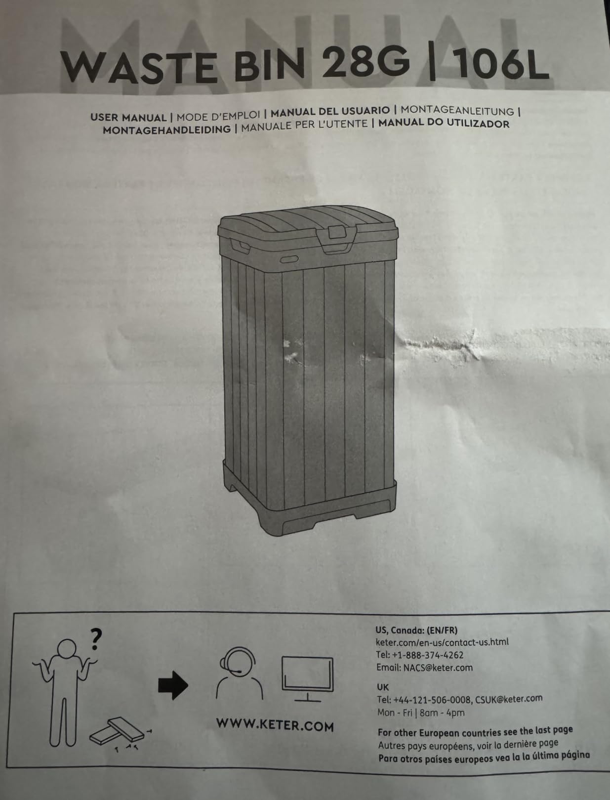 Keter Baltimore Resin 38 Gallon Outdoor Kitchen Trash Can with Lid and Drip Tray for Easy Cleaning-Perfect for Patio Dining, Black customer photo 2