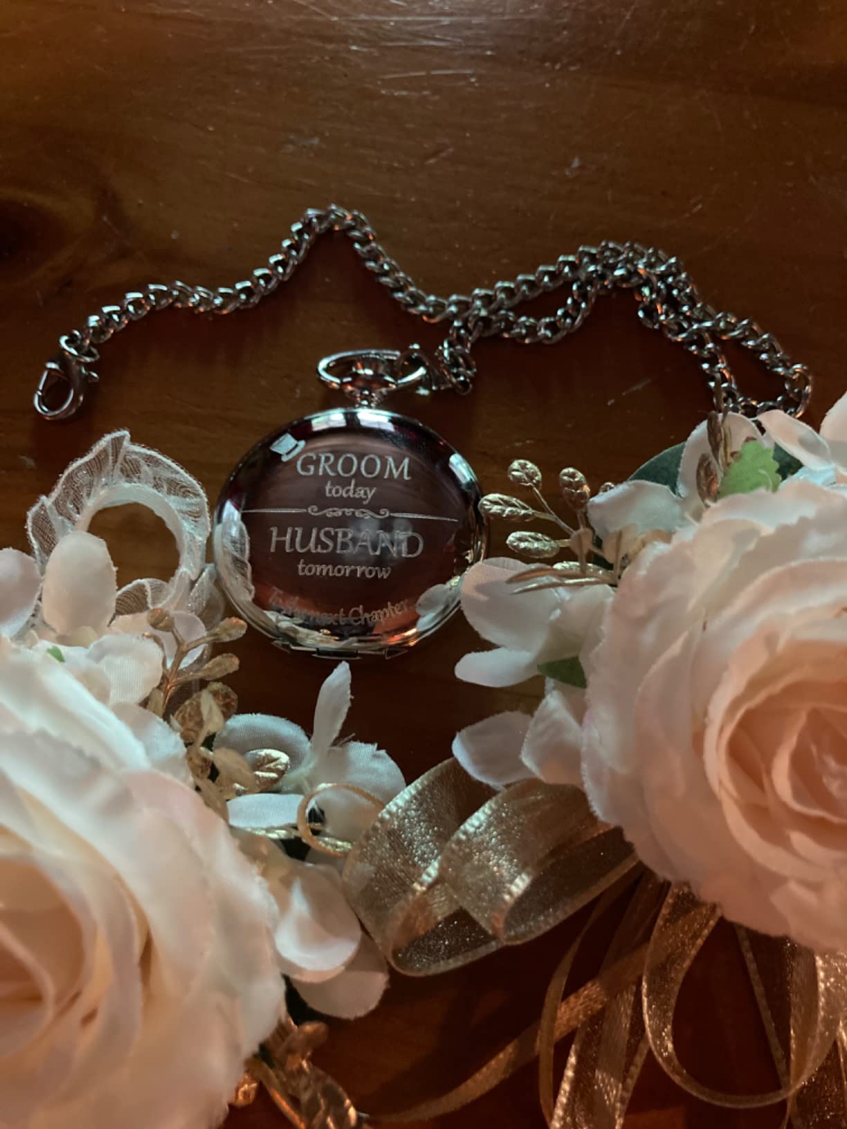 FJ FREDERICK JAMES Wedding Pocket Watches for Groomsman, Best Man, Groom, Father of The Bride & Groom I Silver Engraved I Complete Their Wedding Attire customer photo 1