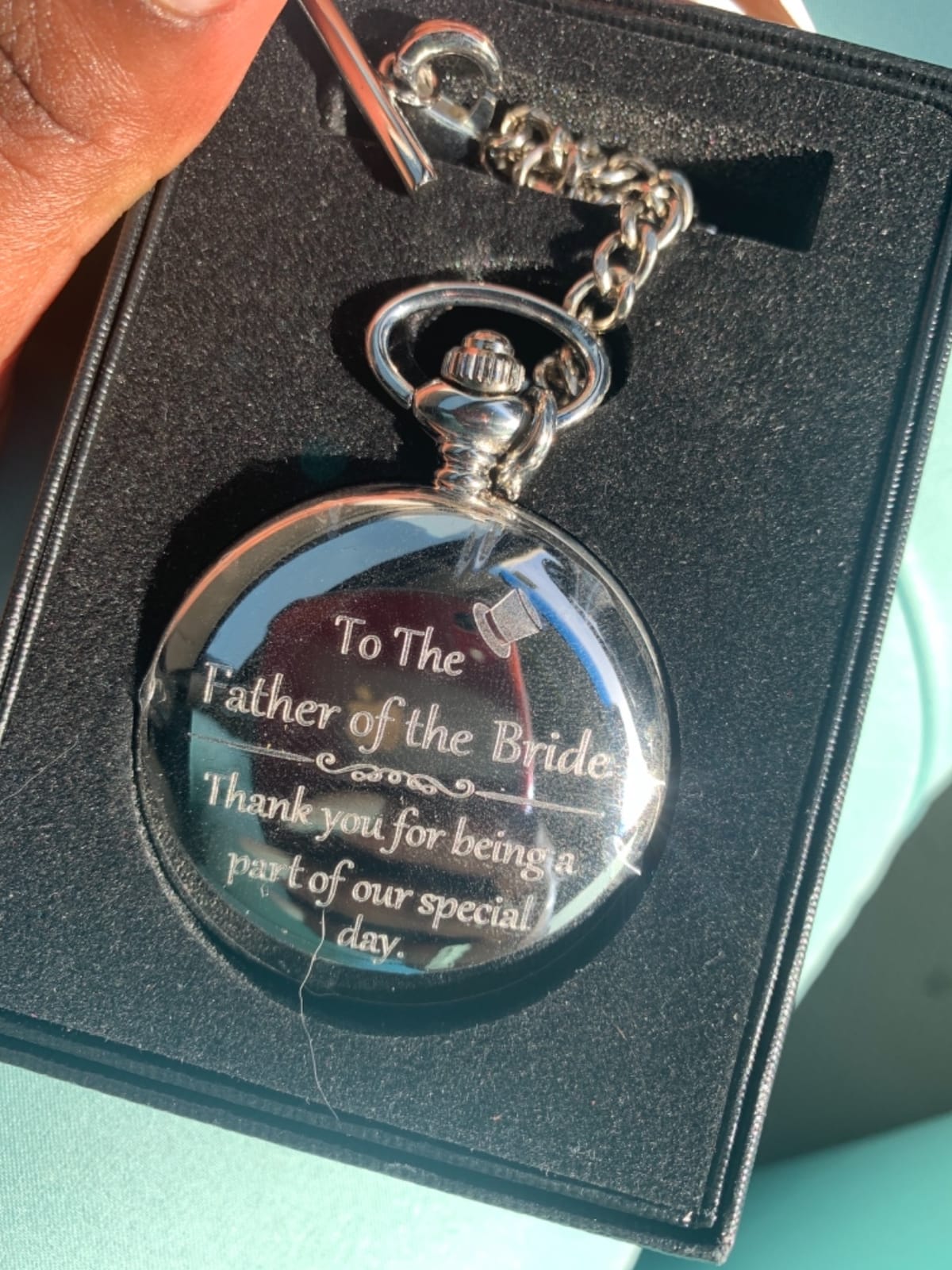 FJ FREDERICK JAMES Wedding Pocket Watches for Groomsman, Best Man, Groom, Father of The Bride & Groom I Silver Engraved I Complete Their Wedding Attire customer photo 2