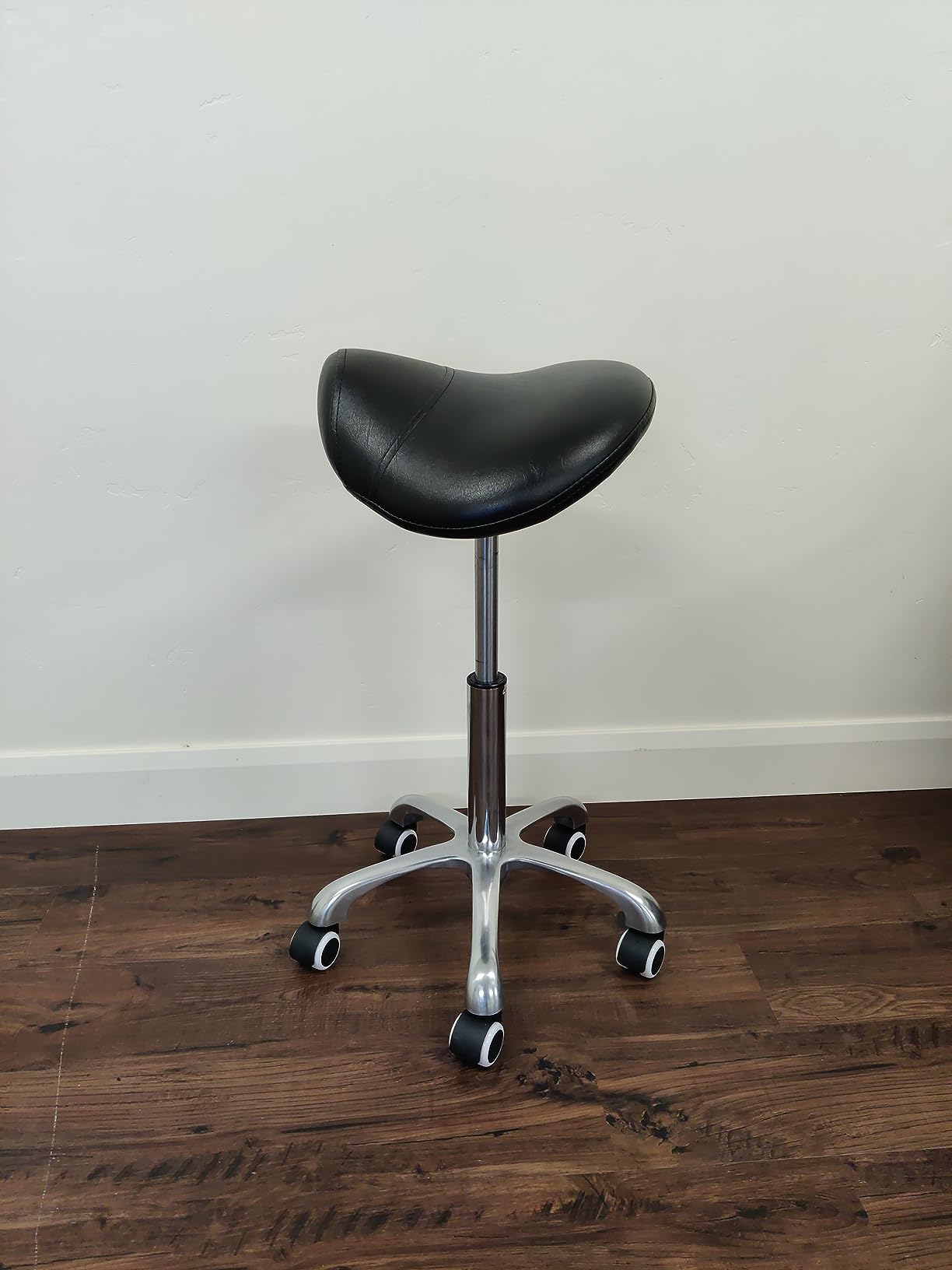 Antlu Saddle Stool Rolling Chair for Medical Massage Salon Kitchen Spa Drafting,Adjustable Hydraulic Stool with Wheels (Without Backrest, Black) customer photo 2