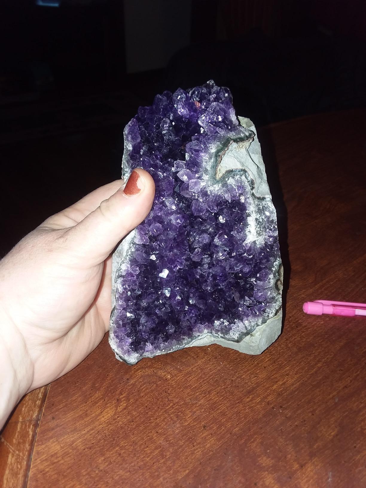 Natural Amethyst Geode Crystal Cluster 2–2.5 lb with BONUS Selenite Wand customer photo 1
