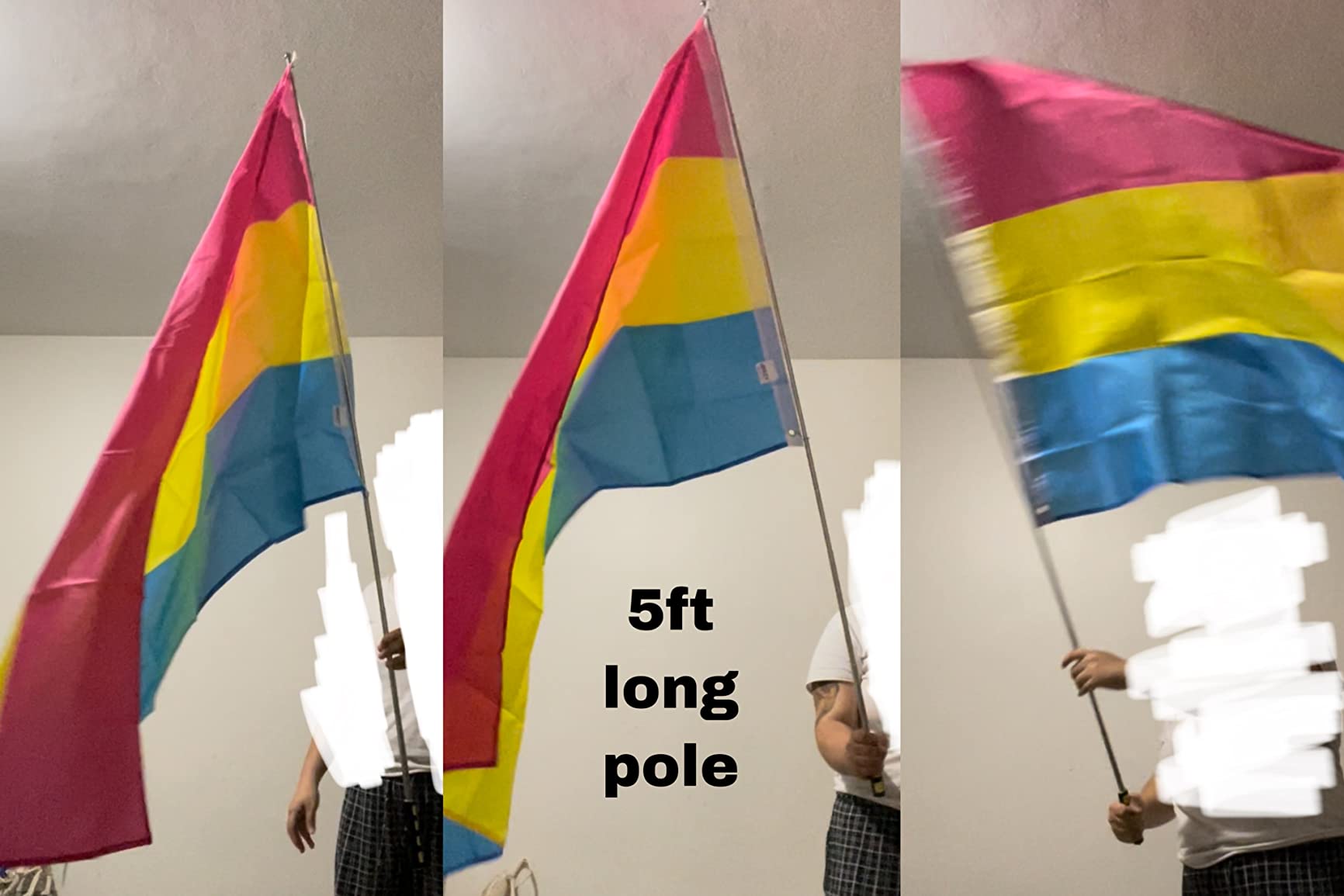 Enjoyist 4-Pack Assorted Color Telescoping Handheld Flagpole, Extendable Stainless Portable Steel Banner Tour Guides & Pointer for Teachers, with Clips (63'' Flagpole) customer photo 2