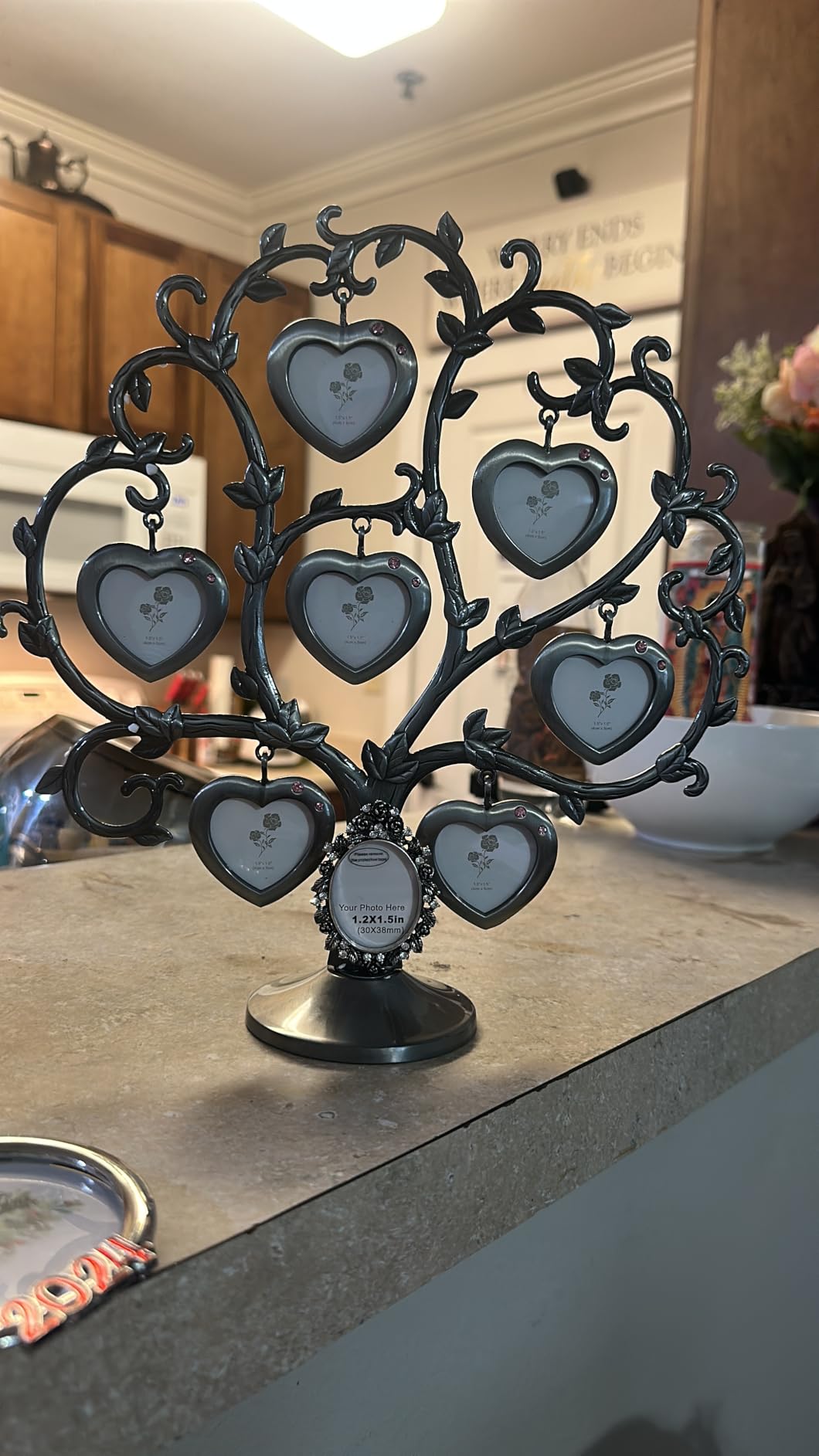 Antique Silver Family Tree With 7 Hanging Picture Frames,Metal Table Top Photo Frame Decoration customer photo 1