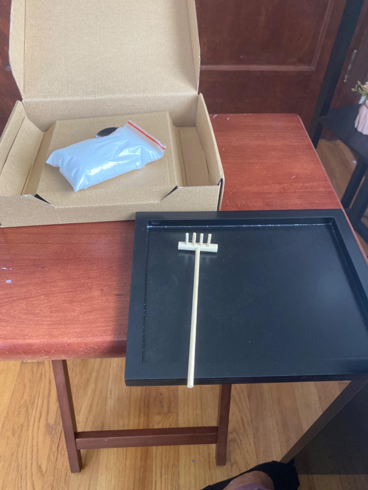 Zen Sand Garden for Desk with Rake, Rocks and Figures (Medium) customer photo 2