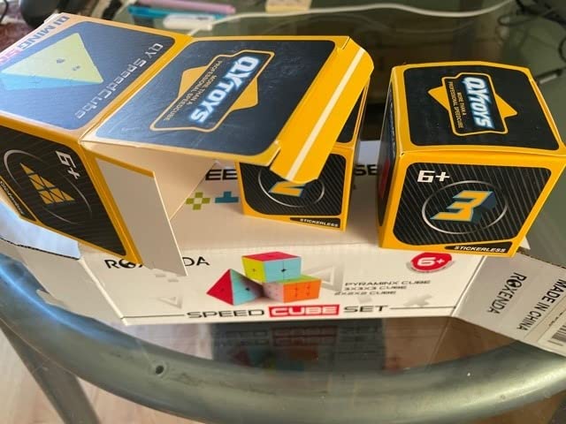ROXENDA Speed Cube Set, Magic Cube Set of 2x2x2 3x3x3 Pyramid Cube Smooth Puzzle Cube (Stickerless) customer photo 2