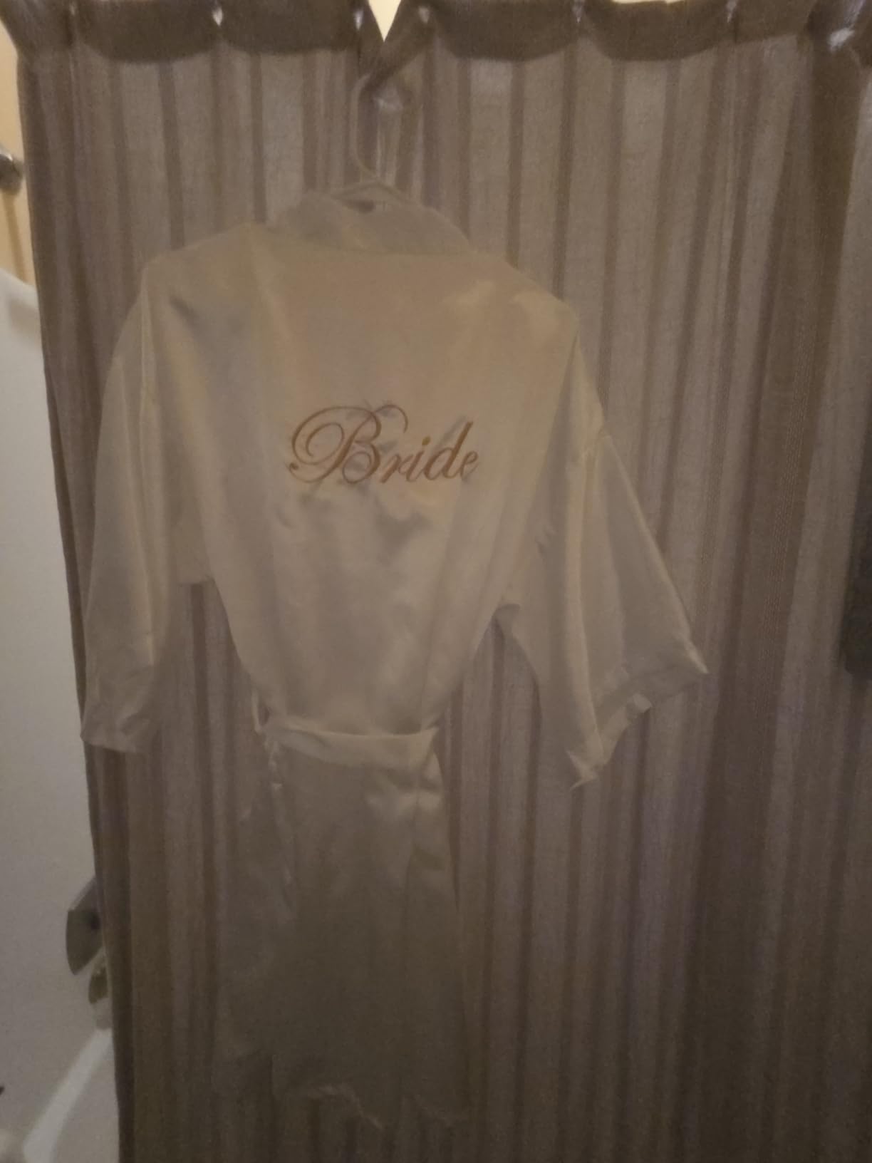 EPLAZA Silver Rhinestone Bride Bridesmaid Satin Robes Wedding Day One Size customer photo 2