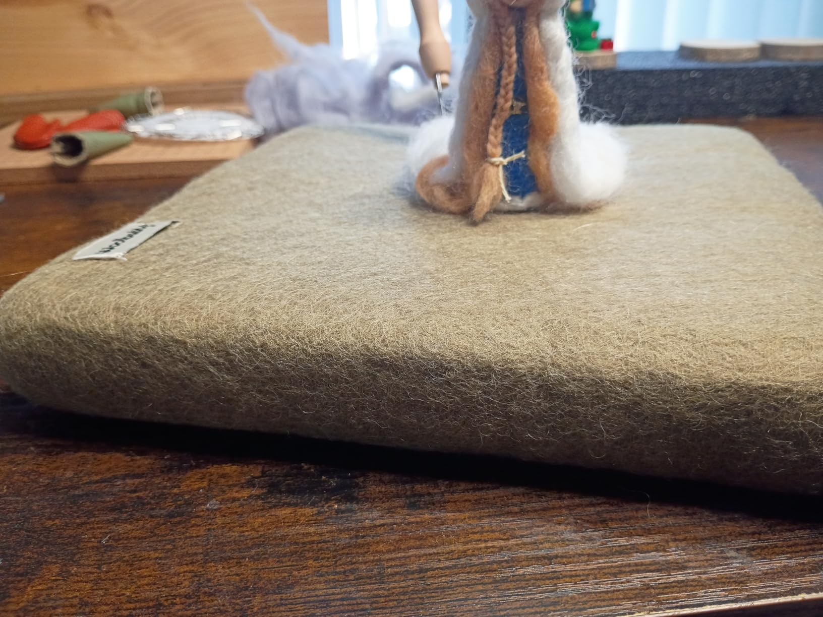 Woolbuddy Needle Felting Mat 10 x 10 x 1.5 Inch (Beige), Pure Wool Felt Pad customer photo 2