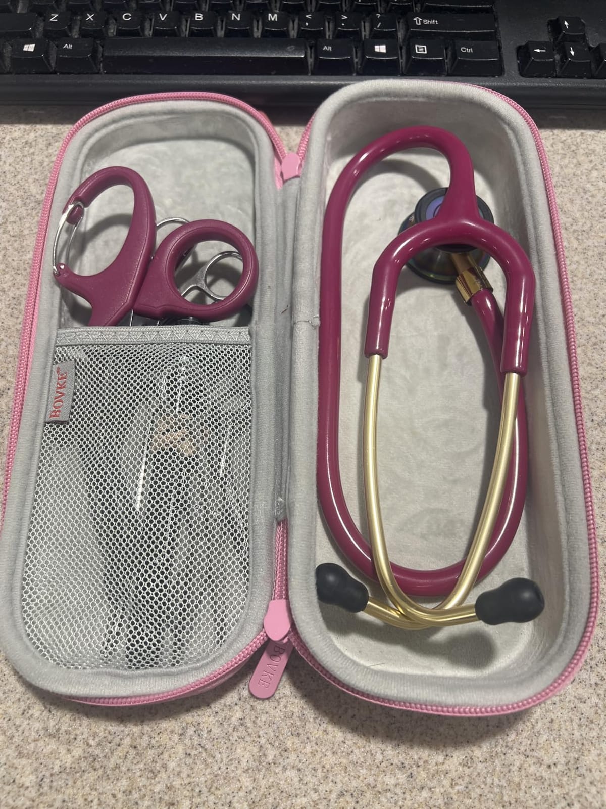 BOVKE Travel Carrying Case Compatible With 3M Littmann Classic III, Lightweight II S.E, MDF Acoustica Deluxe Stethoscope, Extra Room for Medical Scissors EMT Trauma Shears and LED Penlight, Pearl Pink customer photo 1