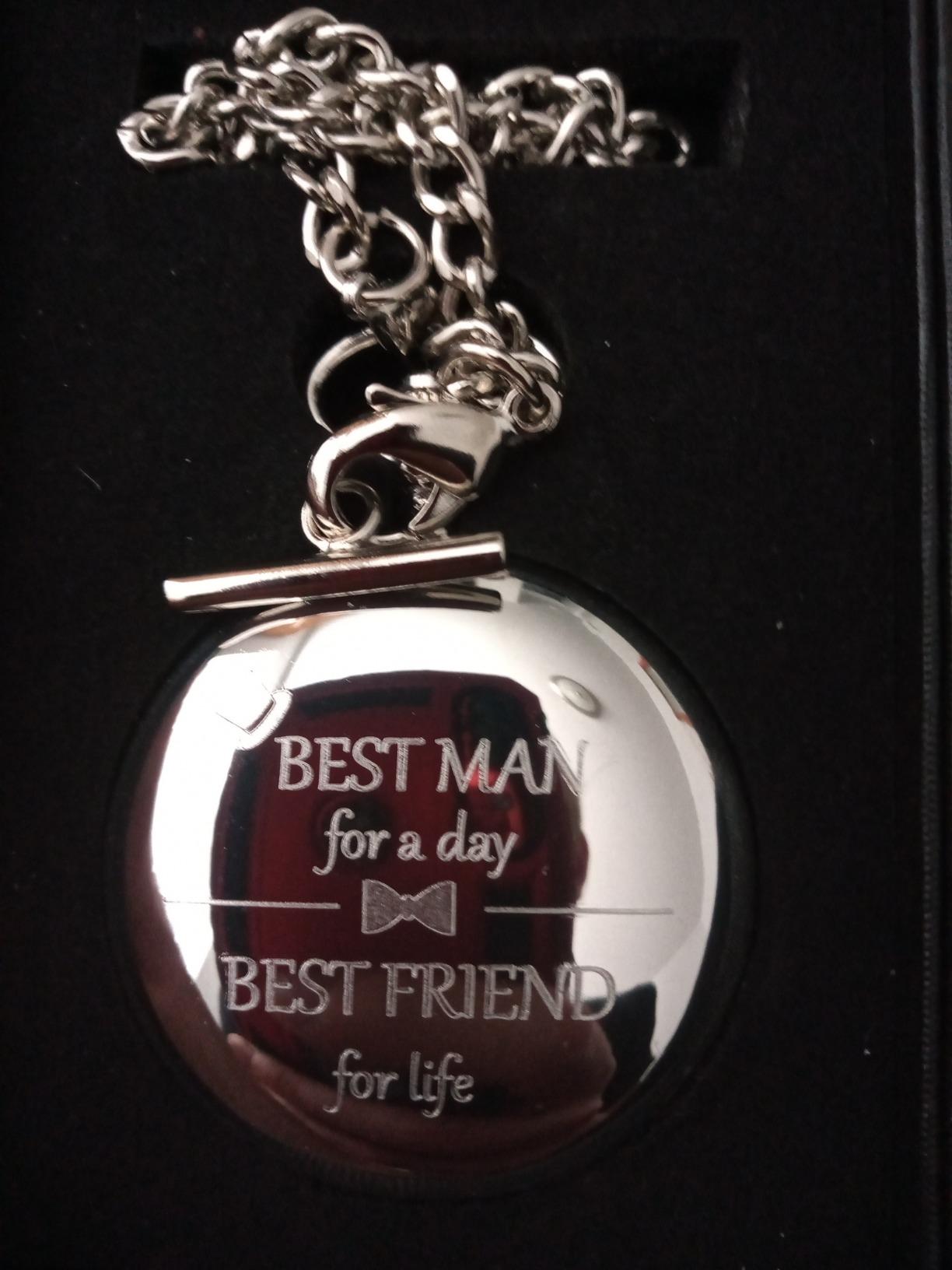 FJ FREDERICK JAMES Wedding Pocket Watches for Groomsman, Best Man, Groom, Father of The Bride & Groom I Silver Engraved I Complete Their Wedding Attire customer photo 1