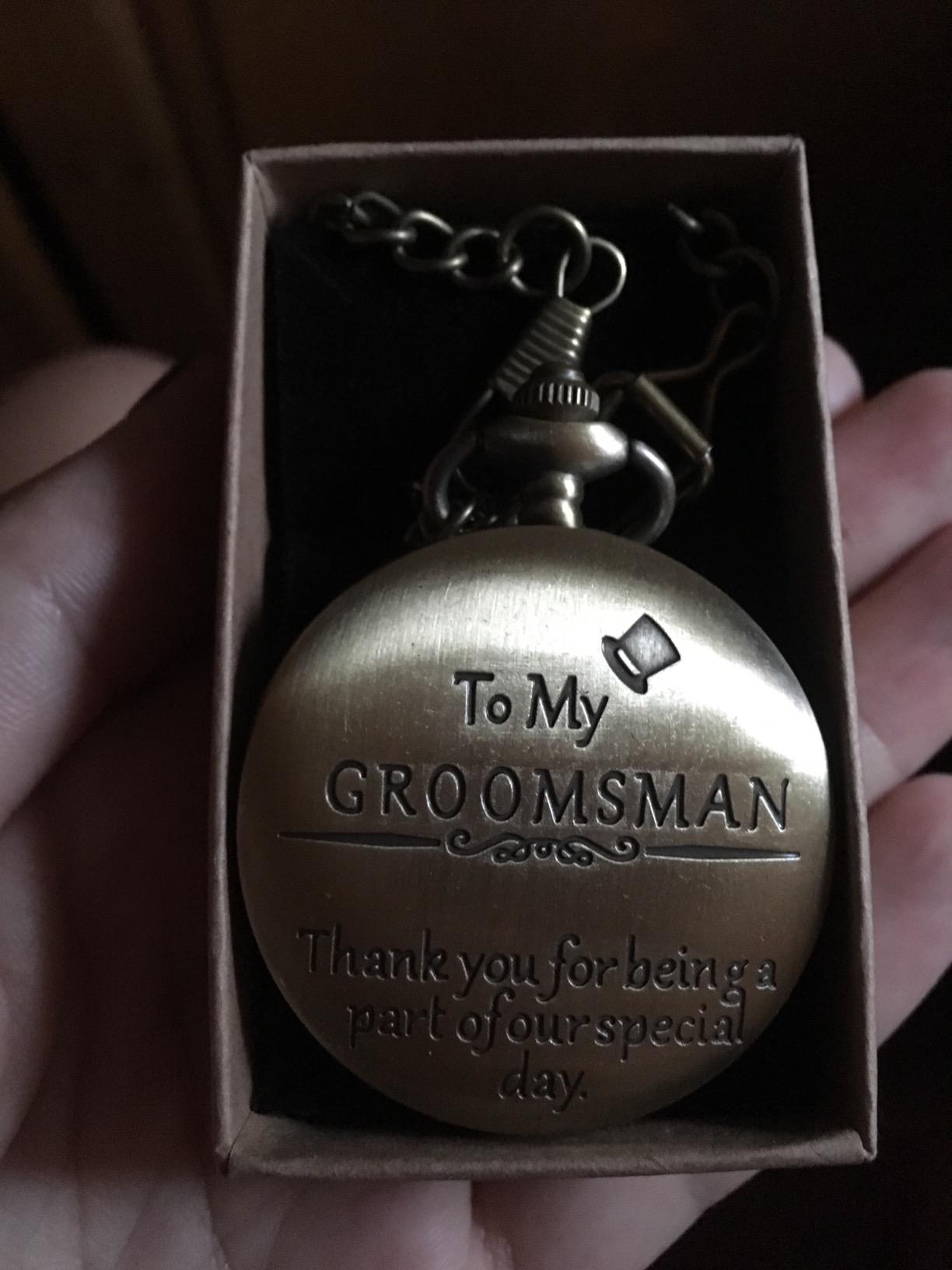 FJ FREDERICK JAMES Wedding Pocket Watches for Groomsman, Best Man, Groom, Father of The Bride & Groom I Silver Engraved I Complete Their Wedding Attire customer photo 2