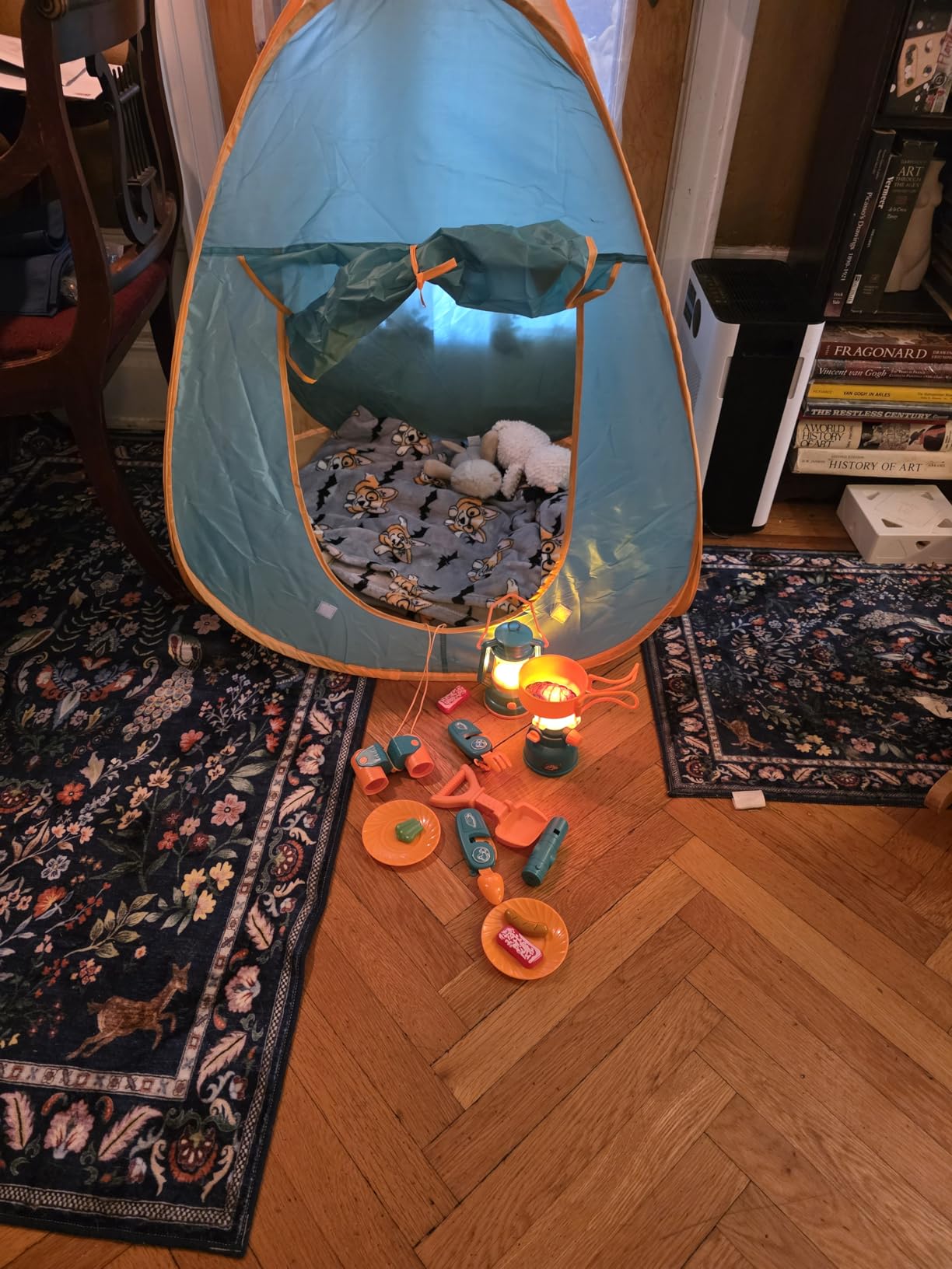FUN LITTLE TOYS Pop Up Play Tent with Camping Gear and Tools Set, Outdoor Toys for Kids customer photo 1