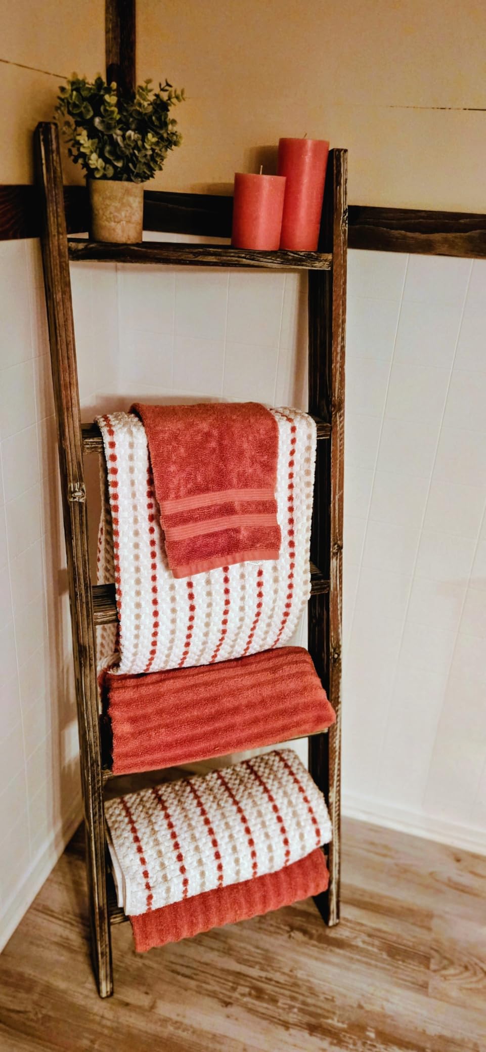 MyGift Graywashed Blanket Ladder, Farmhouse Towel Rack with 5 Rungs customer photo 1