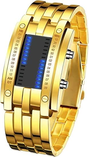 Fashion Mens Binary Sports Watch Digital LED Matrix Black Square Watch customer photo 2
