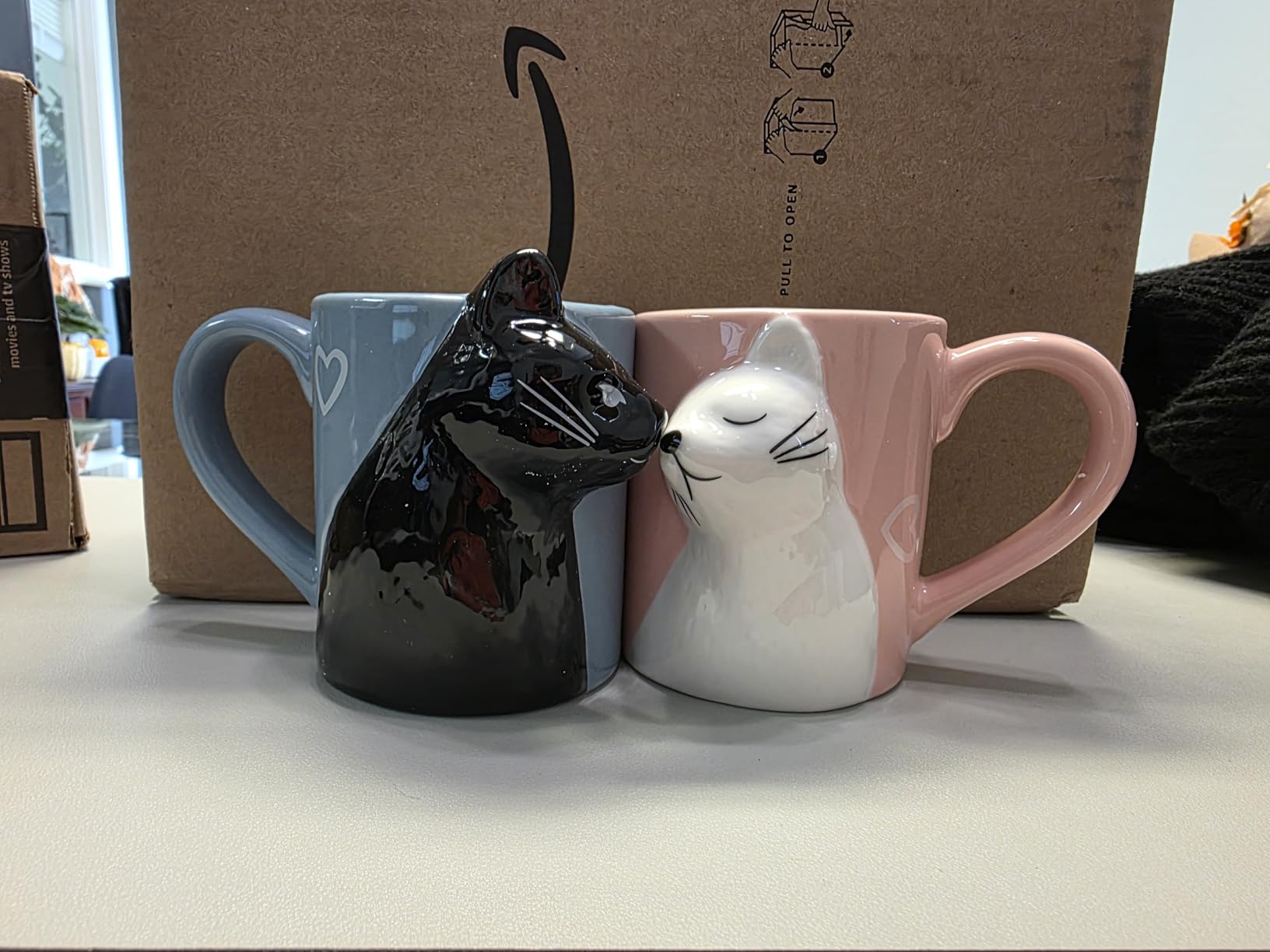 Couple Gifts Cute Kissing Cat Mug Matching Couples Stuff Ceramic Coffee Mugs for Wedding Gifts Anniversary Valentines Engagement Gifts for Couples Cat Lovers 12oz customer photo 1