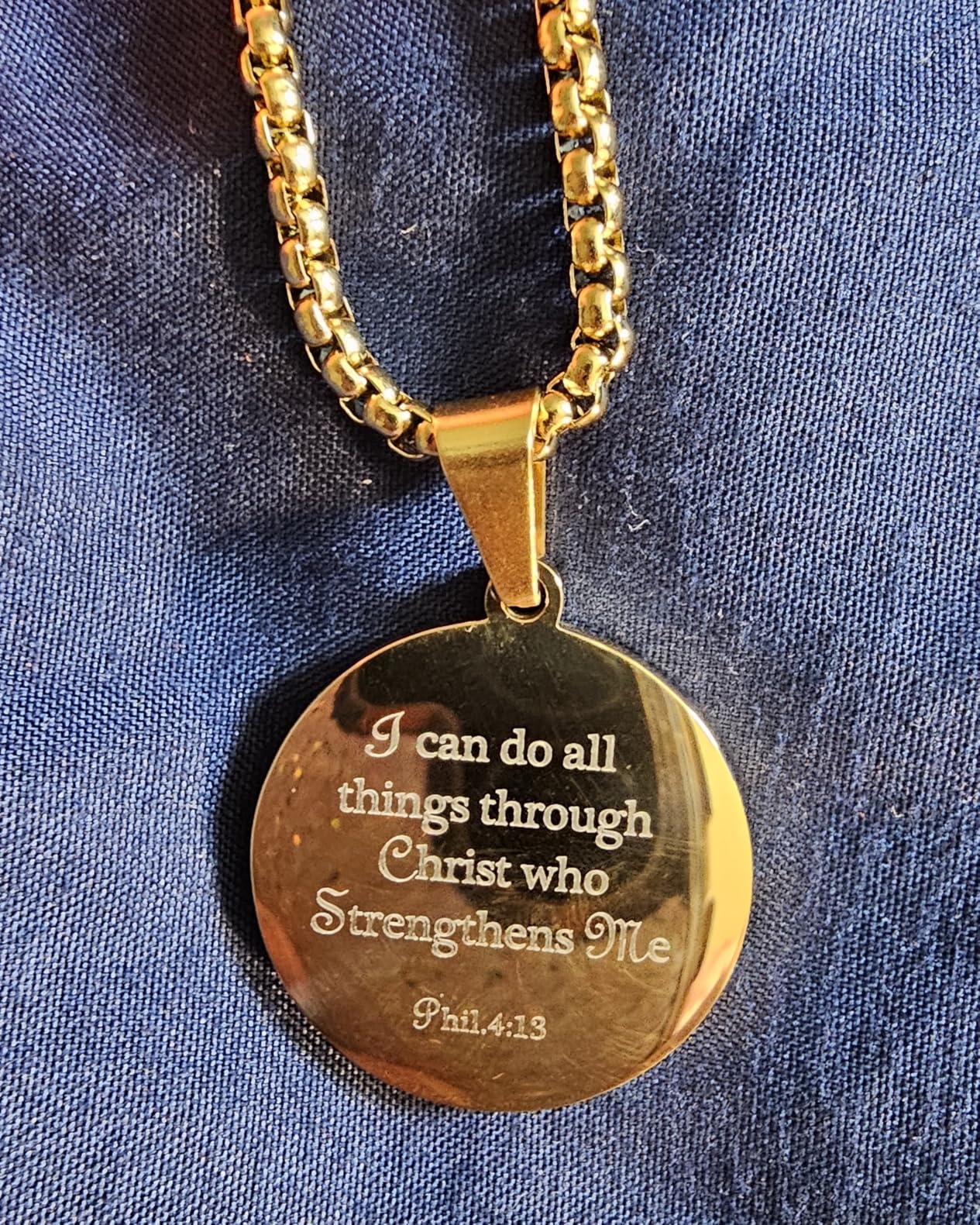 Phil 4:13 Engraved Christian Sports Pendant Necklace for Men Teens Athletes customer photo 2
