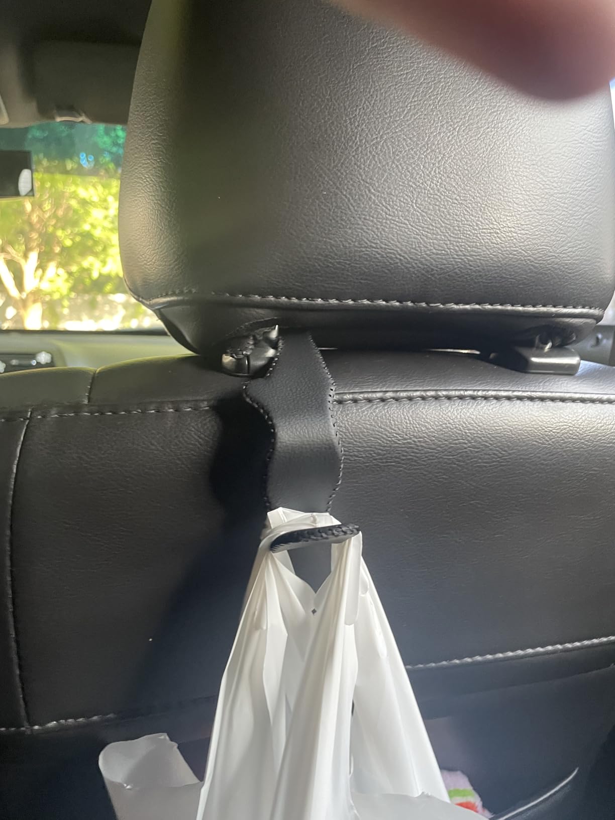 2 Pack Car Headrest Hooks, Microfiber Leather & Alloy Purse Hook Holds 45lb customer photo 2