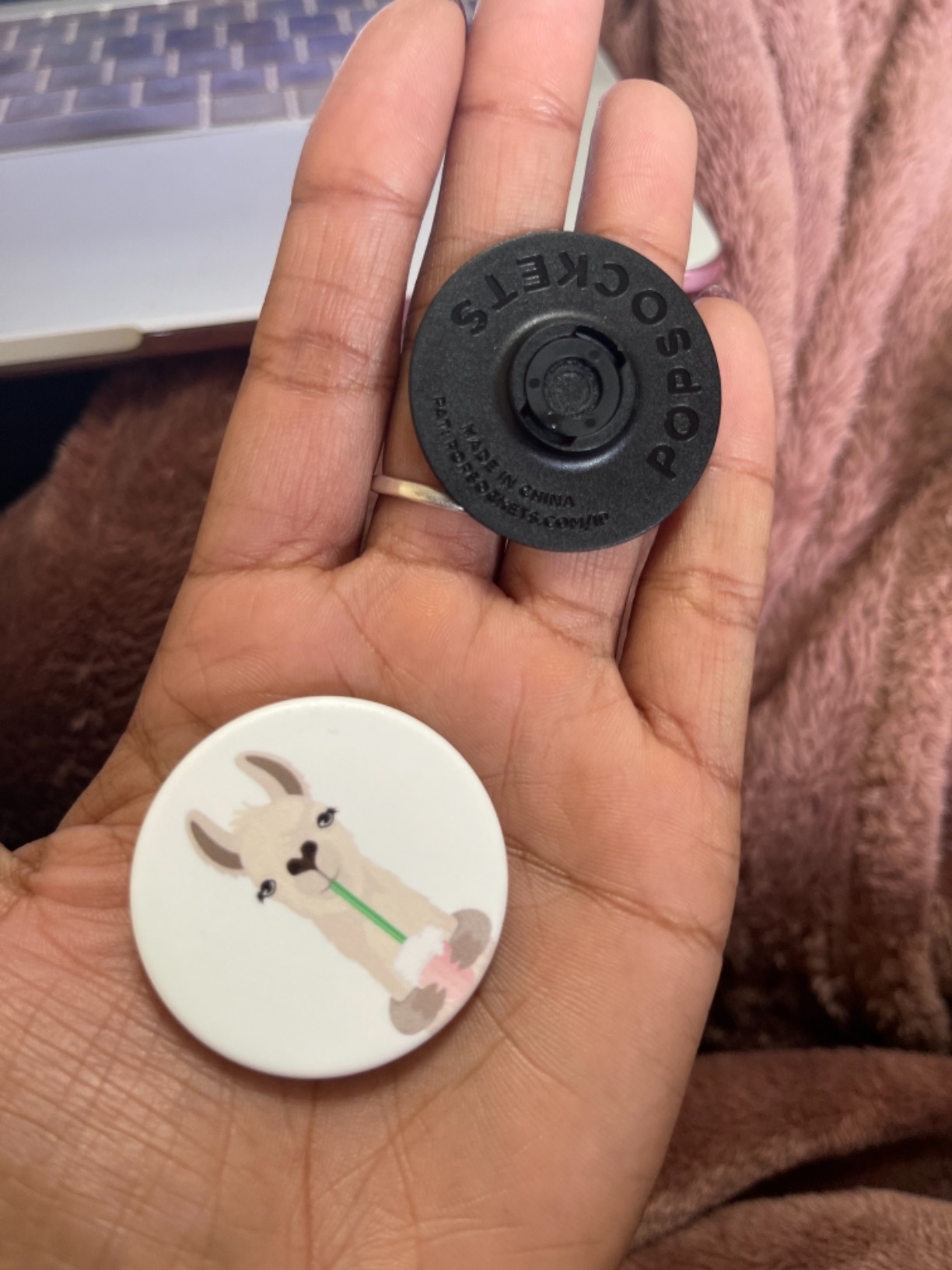 Llama Animal Coffee Drink White Cute Funny Gift PopSockets Adhesive PopGrip customer photo 1