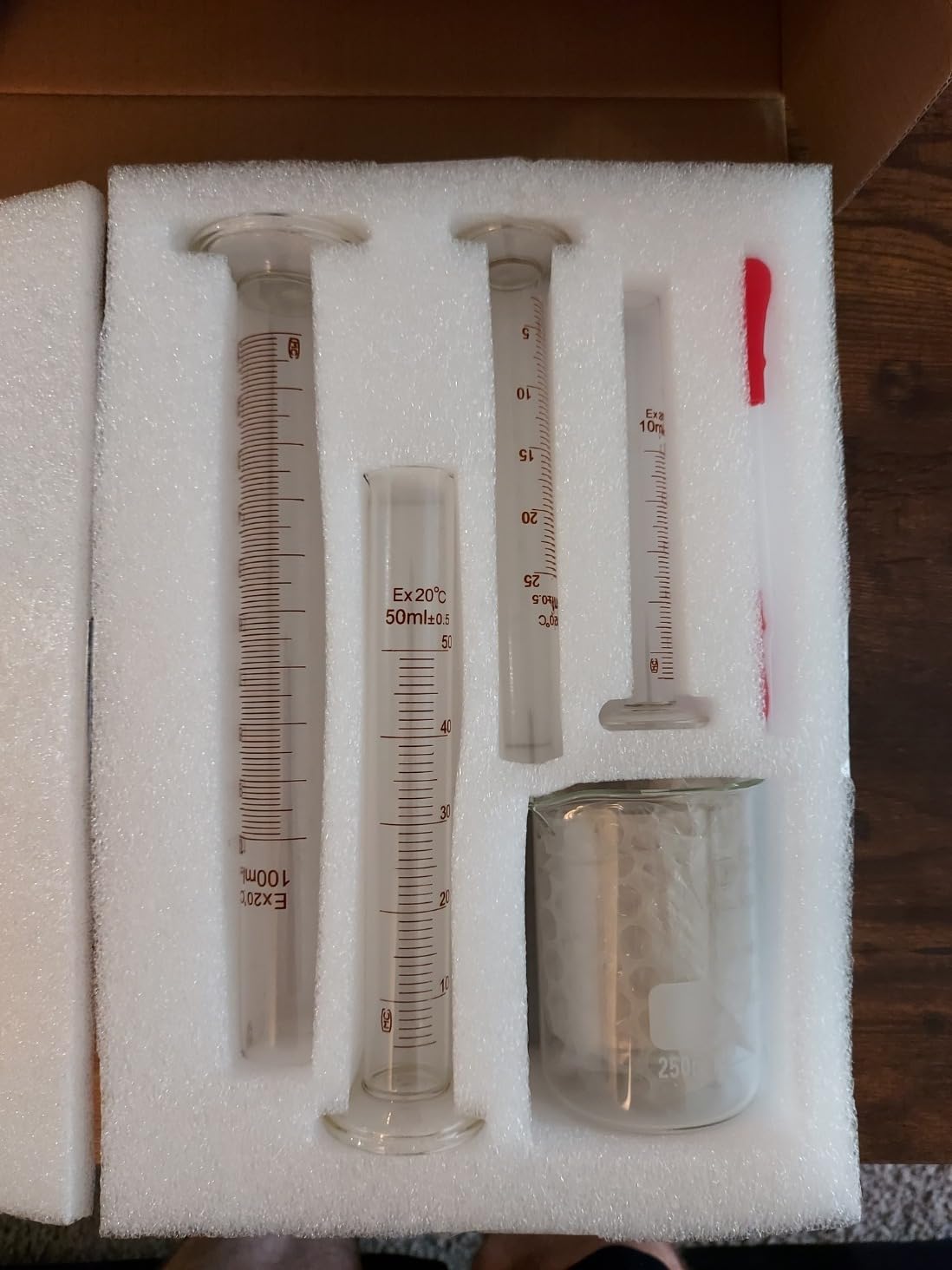 Glass Graduated Cylinder and Beaker Set 9 Pieces with Droppers | 4 Cylinders in 10 25 50 and 100ml, 3 Beakers in 50 100 and 250ml, 2 Droppers customer photo 2