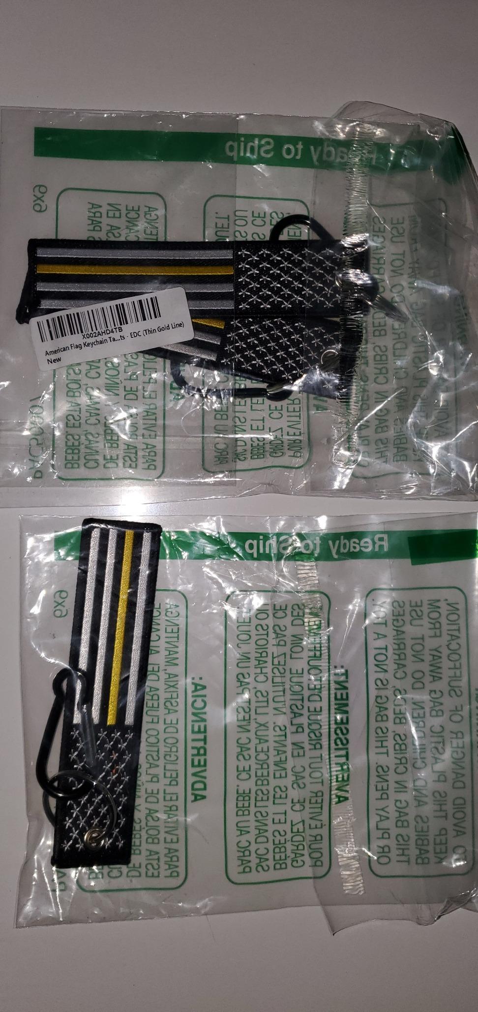 Great 1 Thin Green Line American Flag Keychain Tag with Key Ring customer photo 1