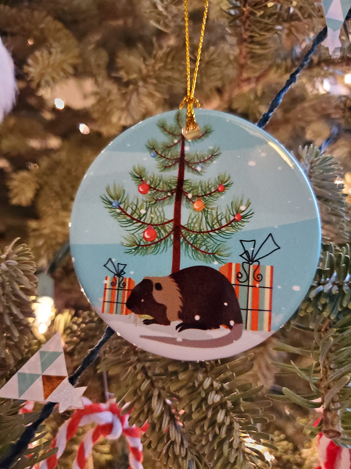 Caroline's Treasures Coypu Nutria River Rat Christmas Ceramic Ornament, Teal Christmas Tree Hanging Decorations for Home Christmas Holiday, Party, Gift, 3 in, Multicolor customer photo 1