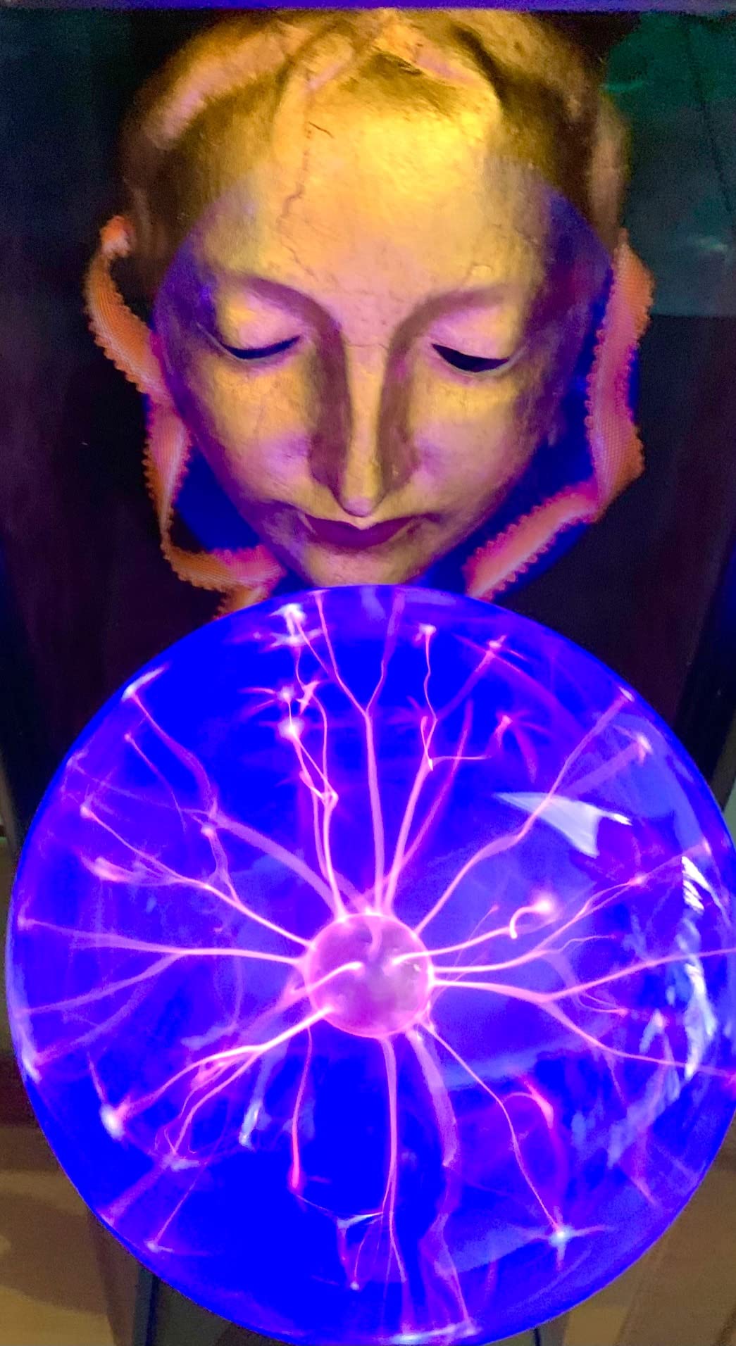 Kicko 10-Inch Plasma Ball - Blue Plasma Globe Touch and Sound Sensitive - Nebula Thunder Lightning Lamp Plug-in for Science Decor - Crystal Ball for Bedroom, Parties, Kids, and Home Decoration customer photo 2