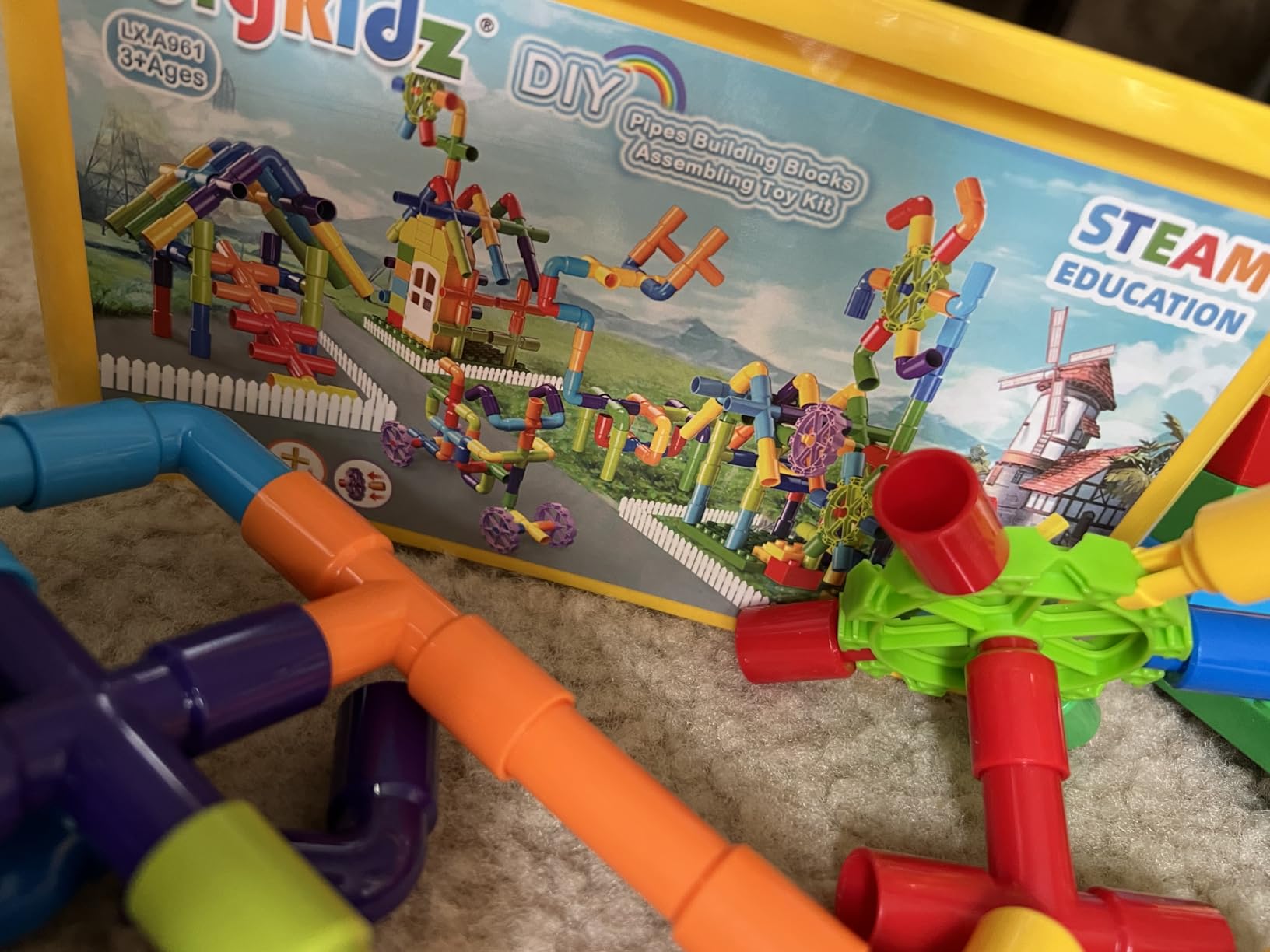 burgkidz STEM Tube Building Set: 188 Pcs Build Cars w/Wheels & Tub customer photo 2