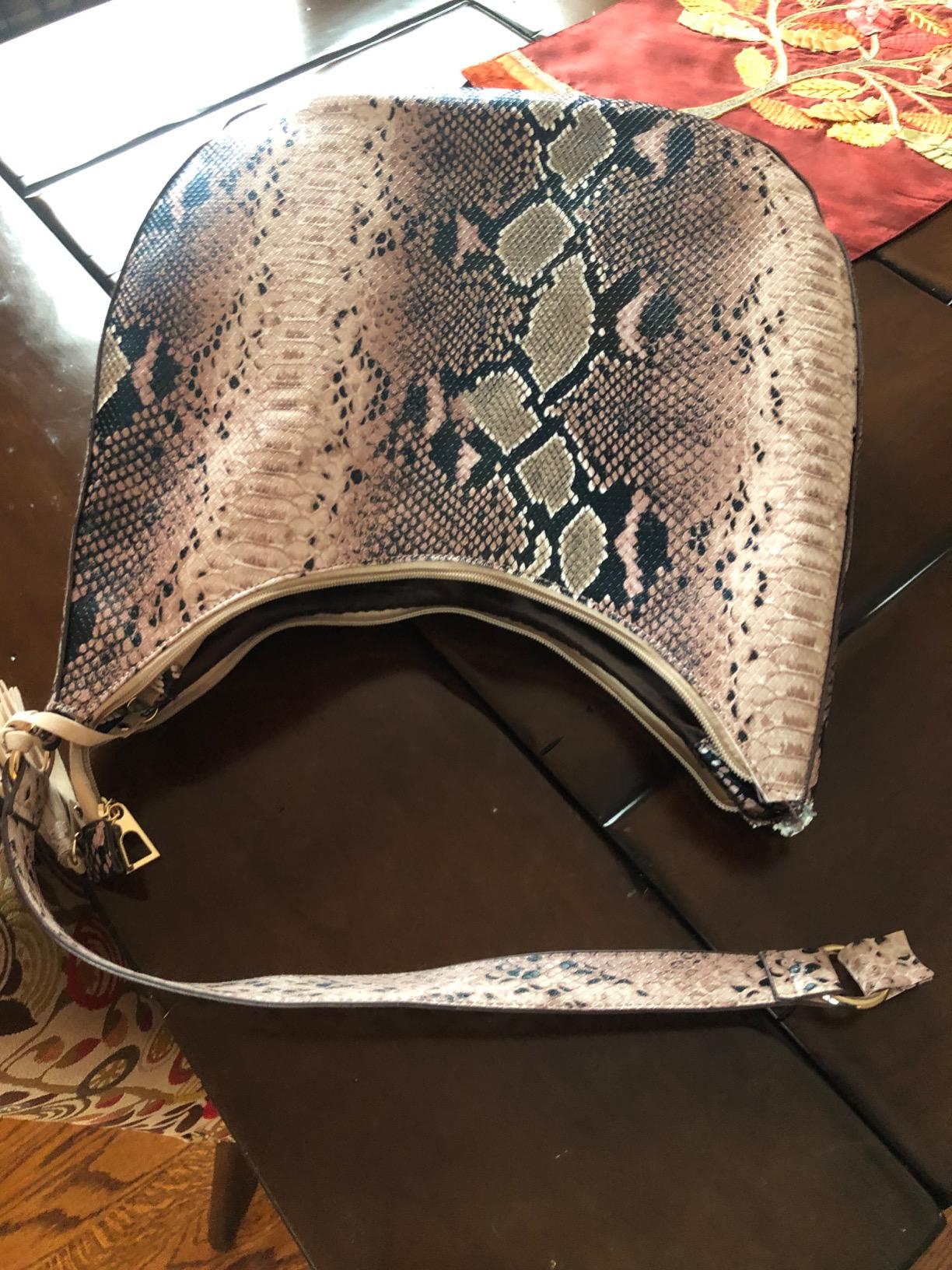Women Snakeskin Pattern Hobo Bag Large Handbag Shoulder Tote Bag (Khaki) customer photo 1