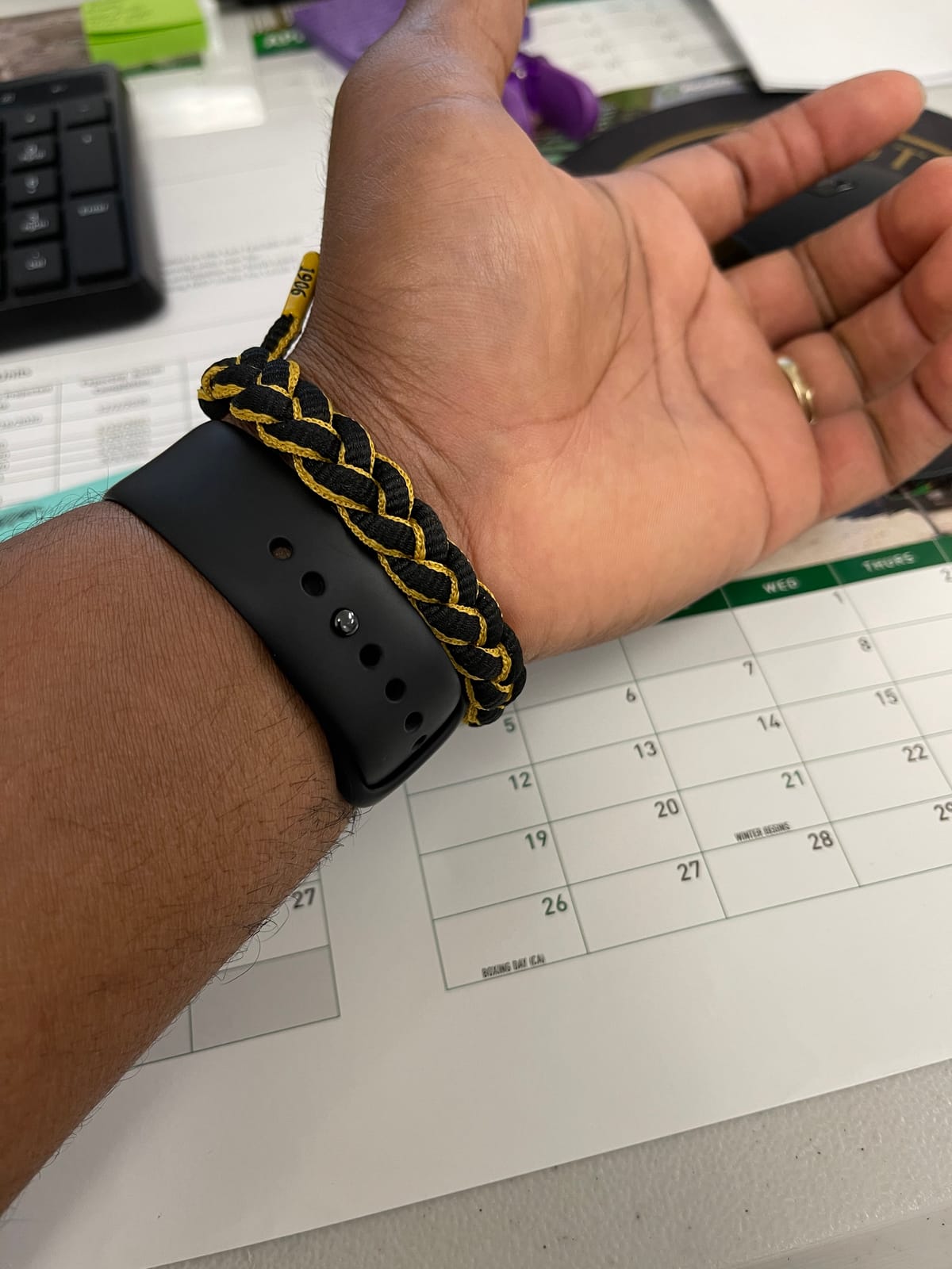 Alpha Phi Alpha Fraternity Black & Gold paracord bracelet. customer photo 1