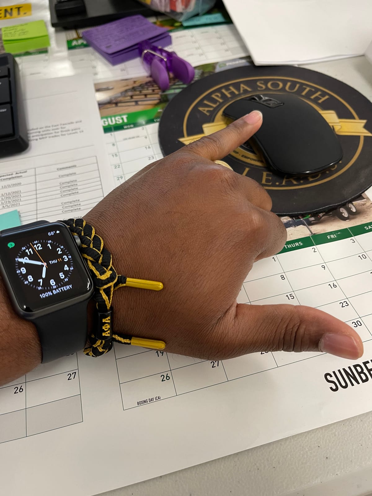 Alpha Phi Alpha Fraternity Black & Gold paracord bracelet. customer photo 2