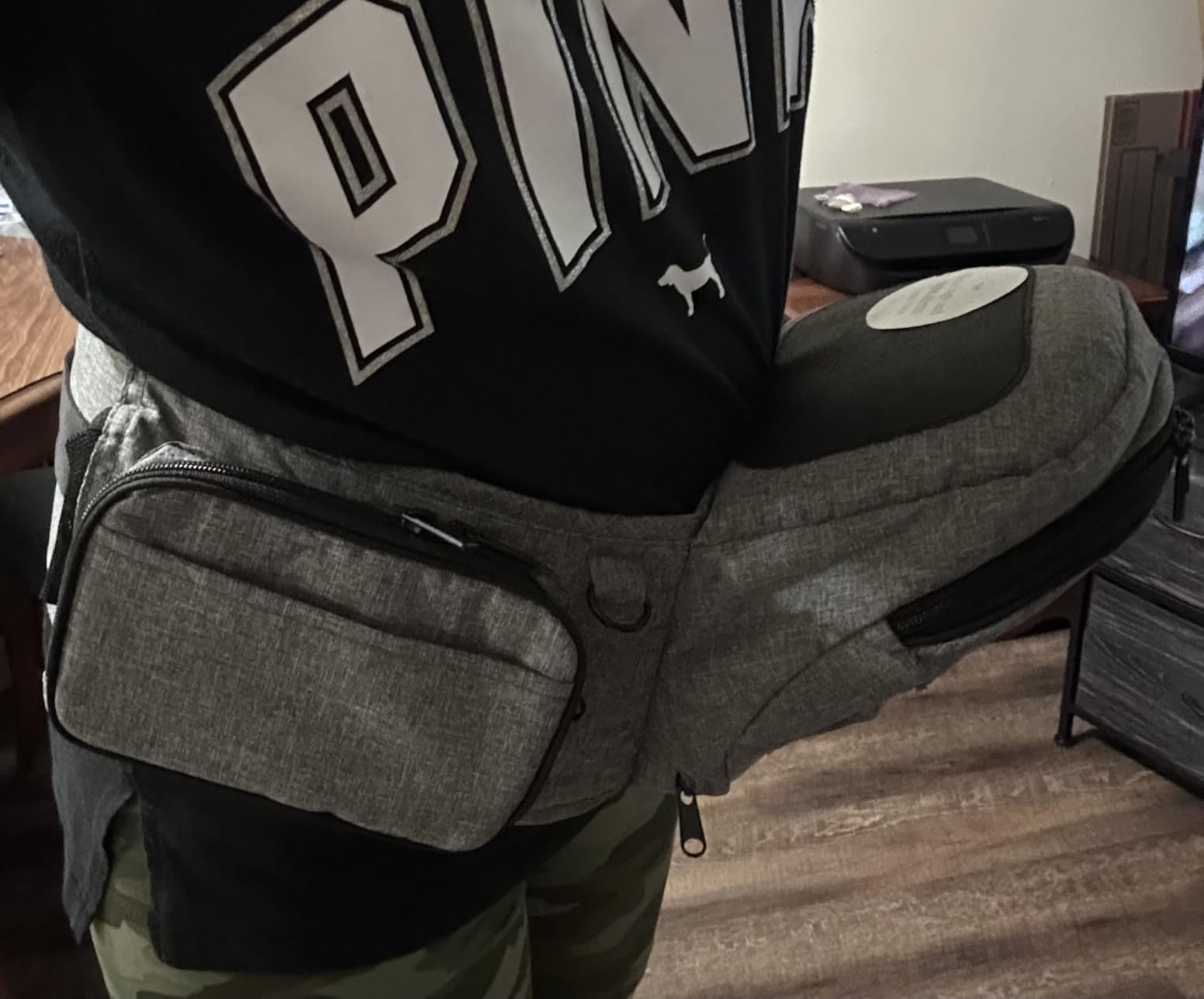 Tushbaby Original Hip Seat Baby Carrier for Babies & Toddlers up to 45 lbs, Safety Certified, Lightweight No-Foam Design with Storage, Grey customer photo 1