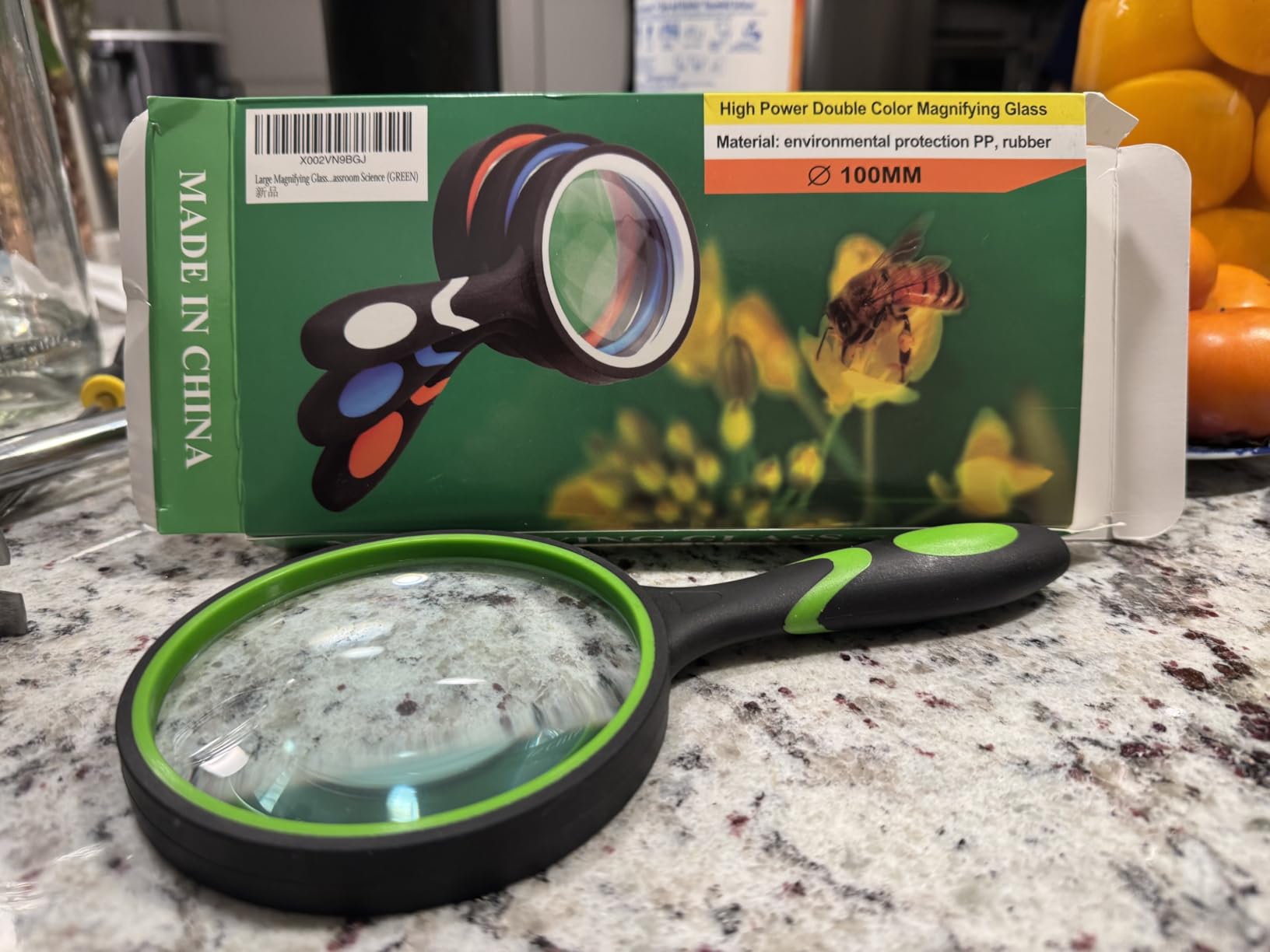 Large Magnifying Glass 5X Handheld Reading Magnifier for Seniors & Kids - 100MM 4INCHES Real Glass Magnifying Lens for Book Newspaper Reading, Insect and Hobby Observation, Classroom Science (GREEN) customer photo 2