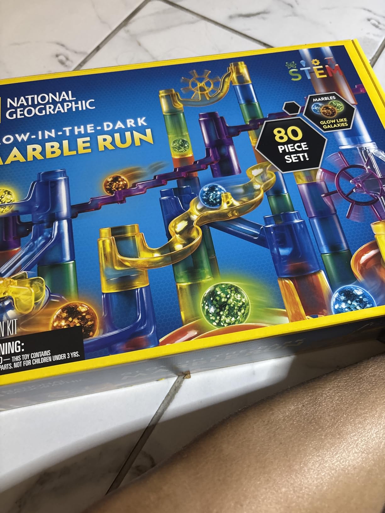 National Geographic Glow-in-the-Dark Marble Run for Kids Ages 8-12 | 15 Glow-in-the-Dark Glass Marbles, Storage Bag, Construction Toy, STEM Building Project, Birthday Gift customer photo 1
