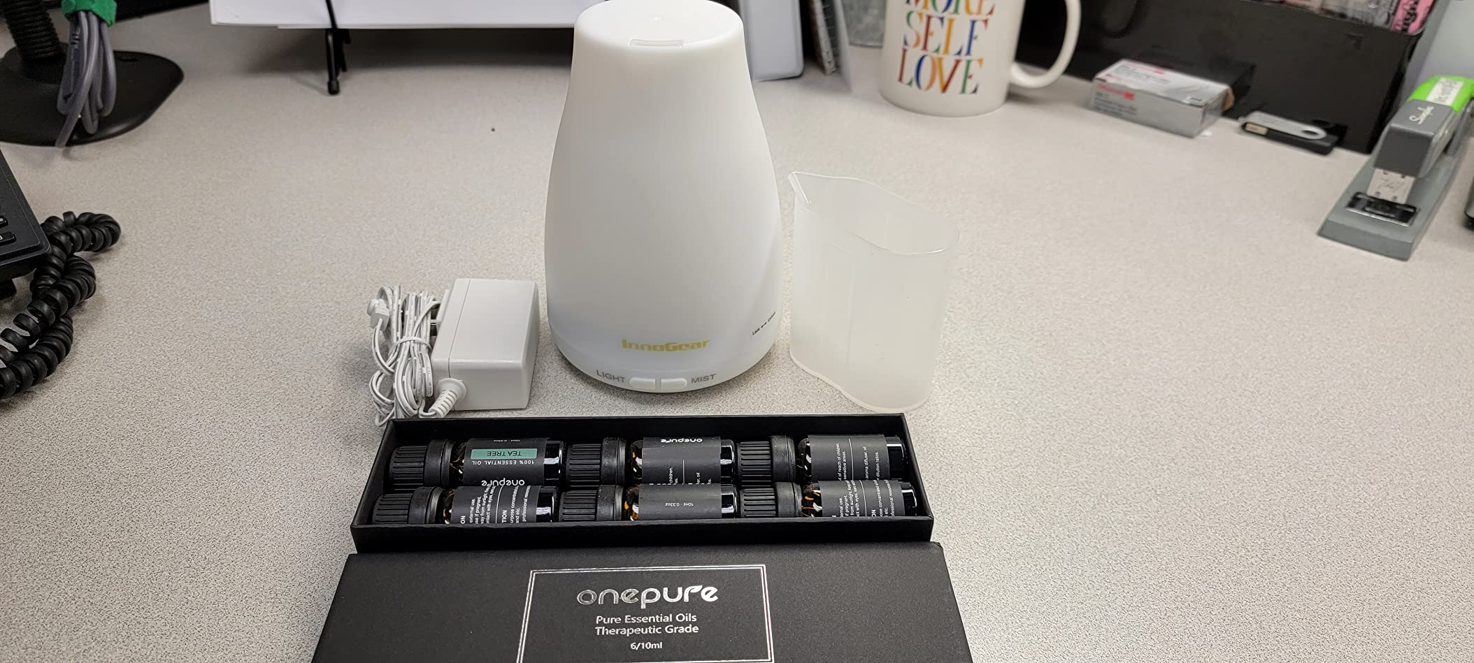 InnoGear 100ml Essential Oil Diffuser for Home with 6 Oils Gift Set, Brown | Gift Set, Essential Oils, Aromatherapy, Automatic Shut-Off, Portable, Quiet, Run up to 8hrs, Cool Mist Humidifier, Large Room customer photo 1