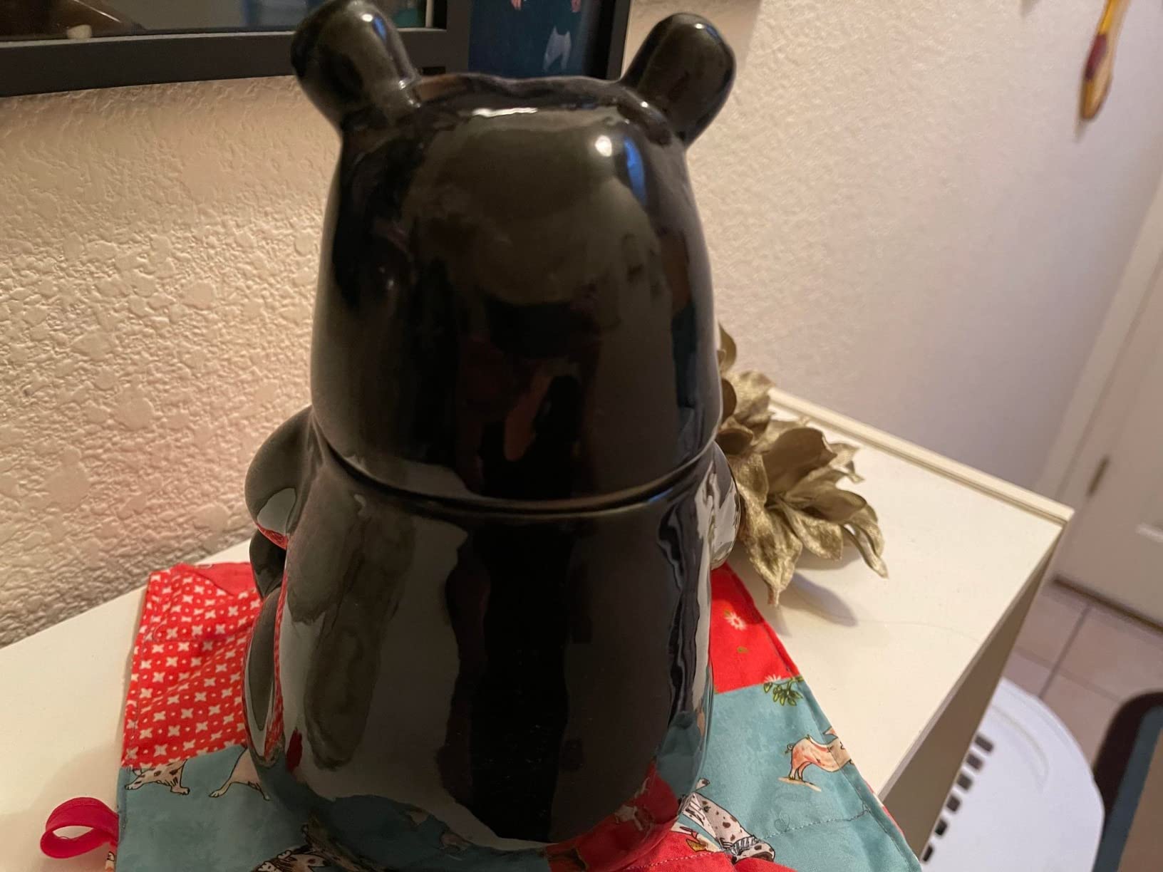 Ebros Rustic Wildlife American Black Bear With 'Cookies' Honey Pot Ceramic Cookie Jar 8.25