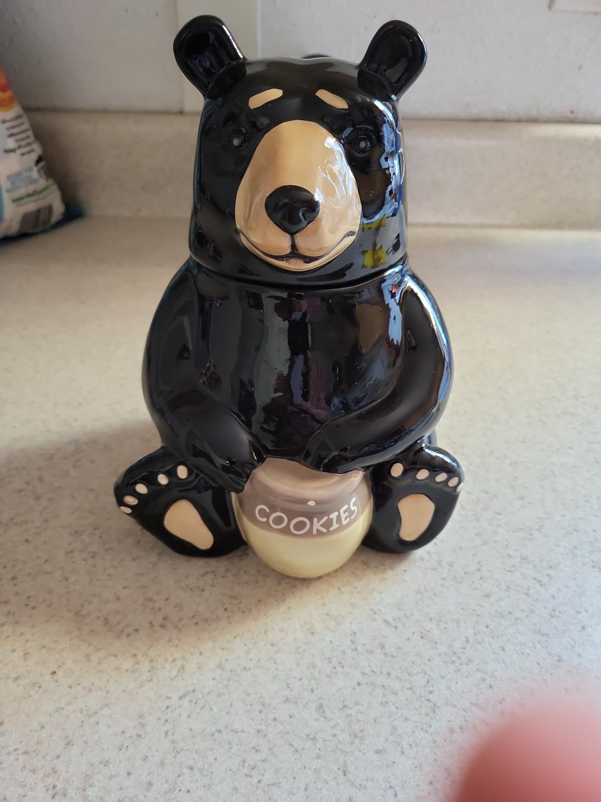 Ebros Rustic Wildlife American Black Bear With 'Cookies' Honey Pot Ceramic Cookie Jar 8.25