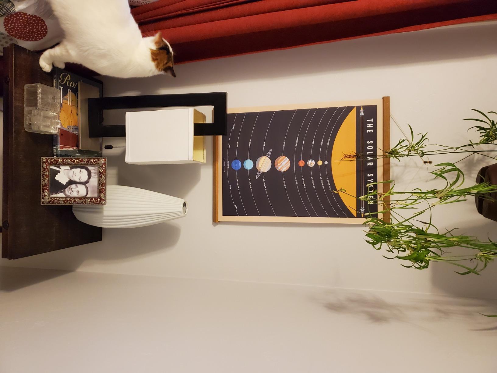WEROUTE Solar System Poster Outer Space Planets Educational Decor Printed on Canvas Scroll Wood Hanger Painting15.7 x 27 inch (with Frame) customer photo 1