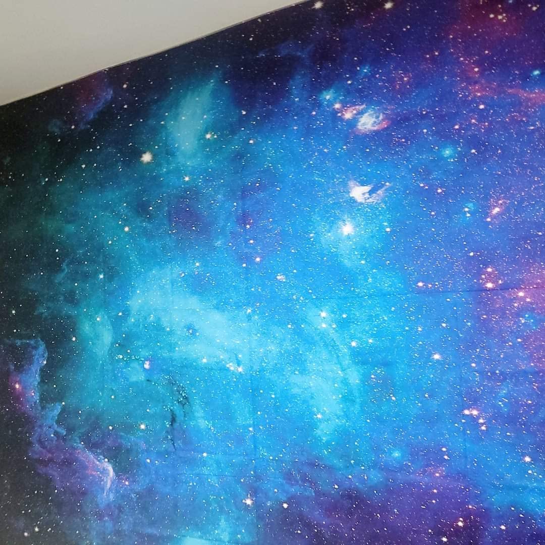 Lahasbja Galaxy Tapestry Blue Starry Sky Universe Space Tapestries Wall Hanging Mysterious Nebula Stars Backdrop for Living Room Dorm customer photo 2